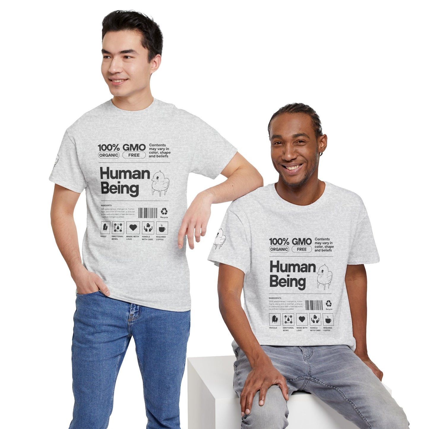 Human Being Shipping Label 100% Cotton Tee x BLK