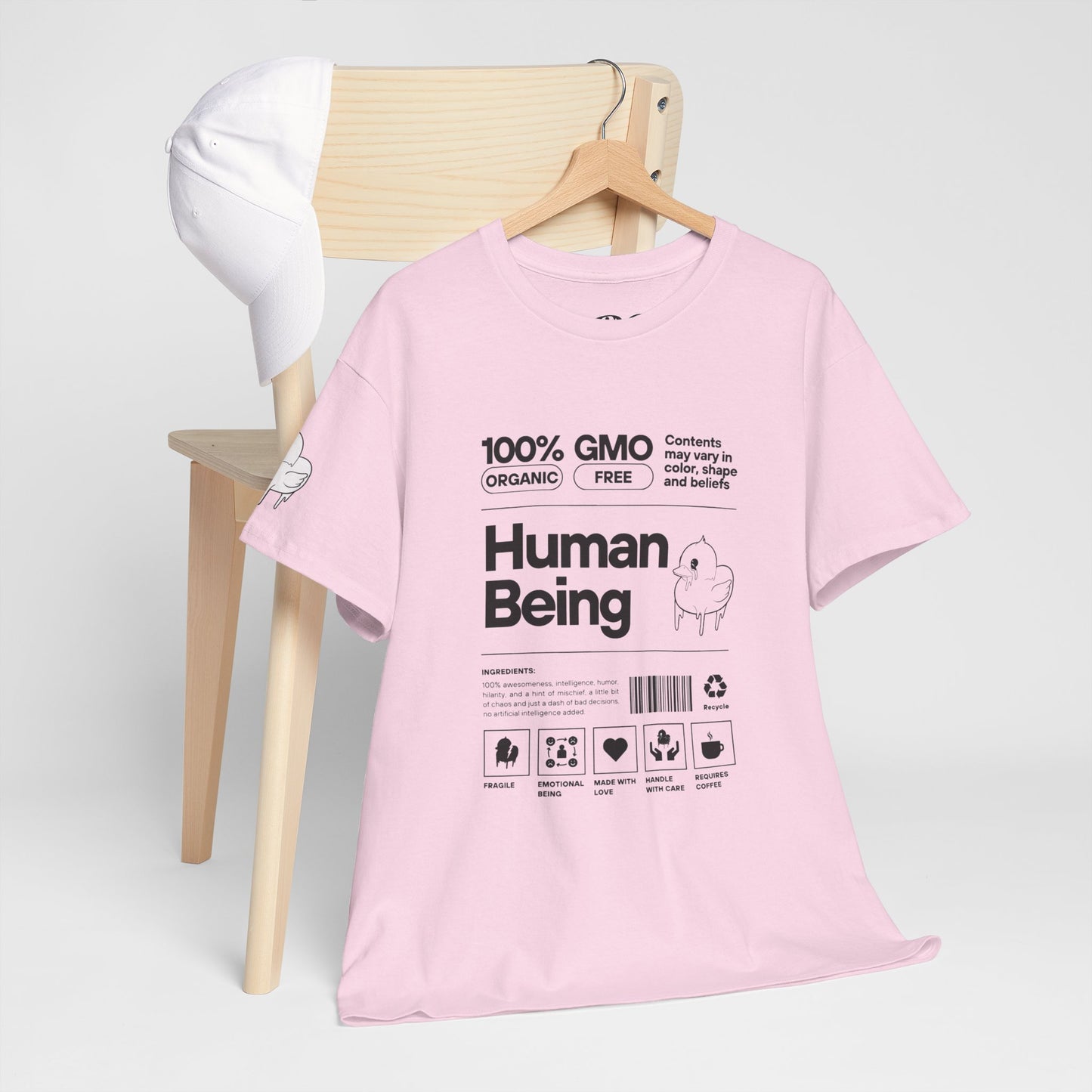 Human Being Shipping Label 100% Cotton Tee x BLK