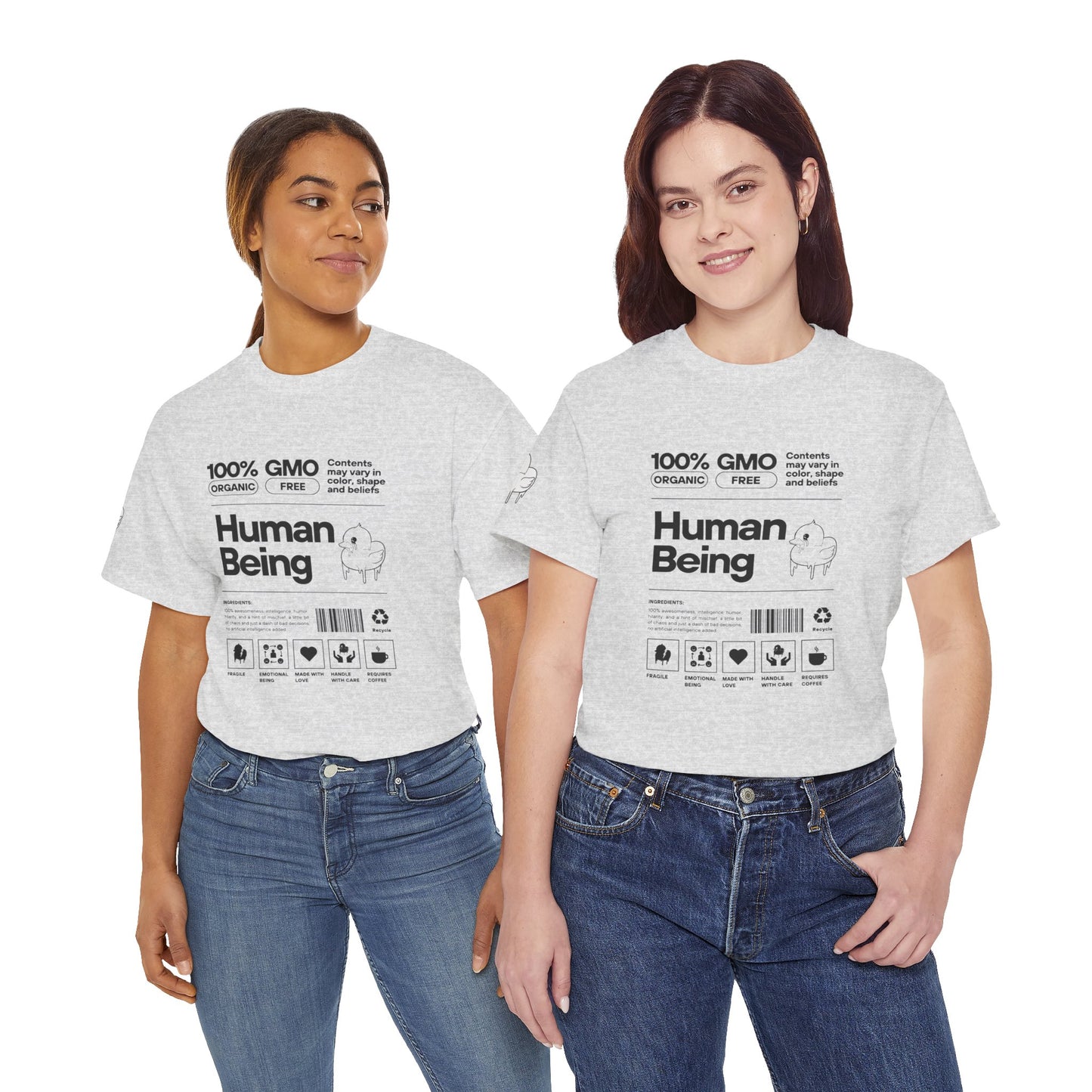 Human Being Shipping Label 100% Cotton Tee x BLK