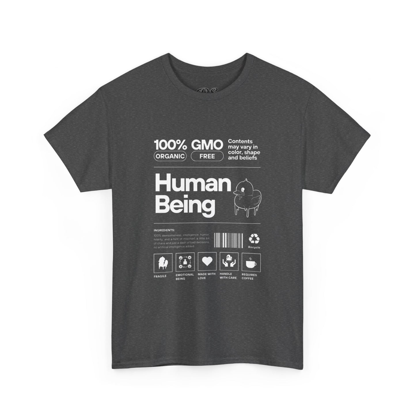 Human Being Shipping Label 100% Cotton Tee x WHT