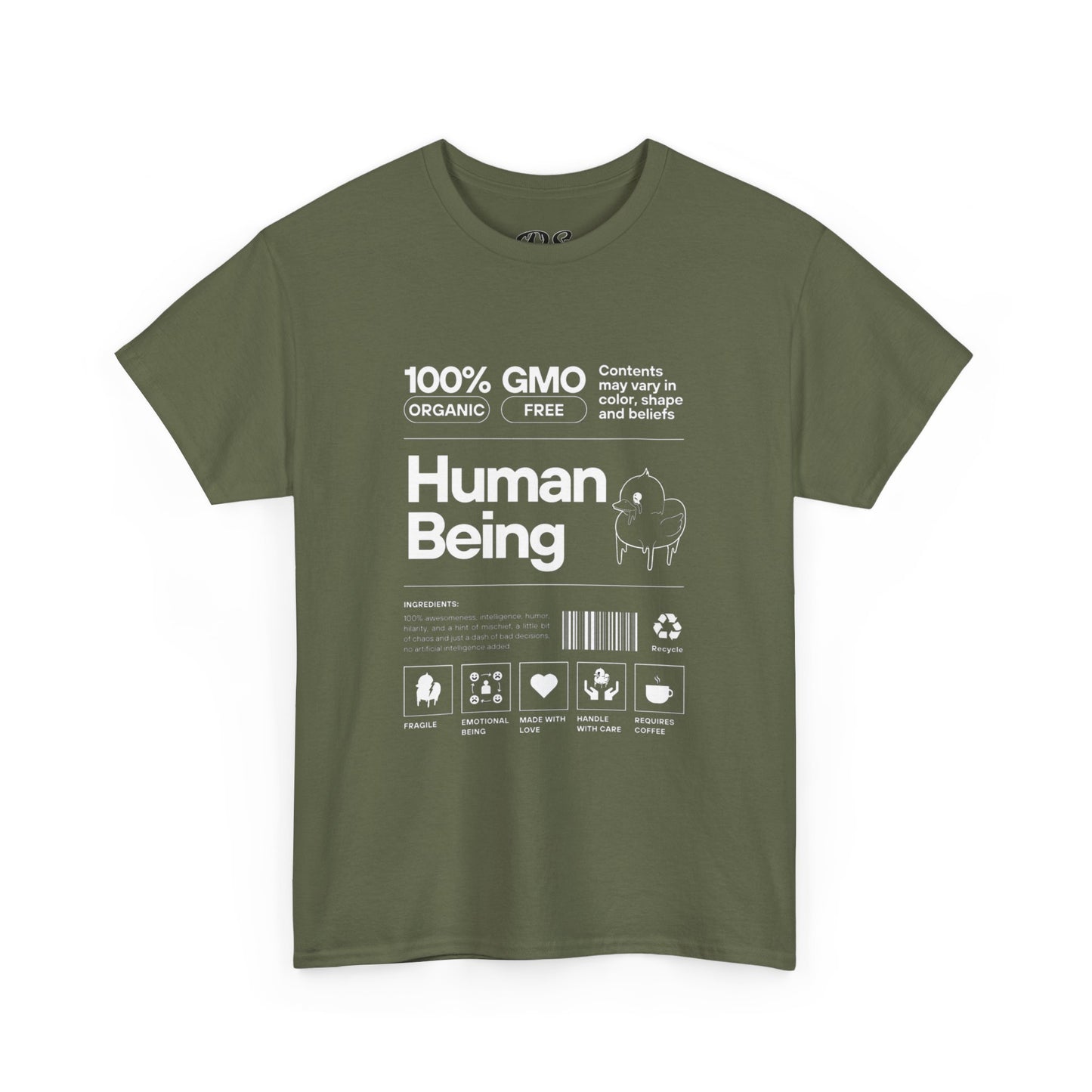 Human Being Shipping Label 100% Cotton Tee x WHT