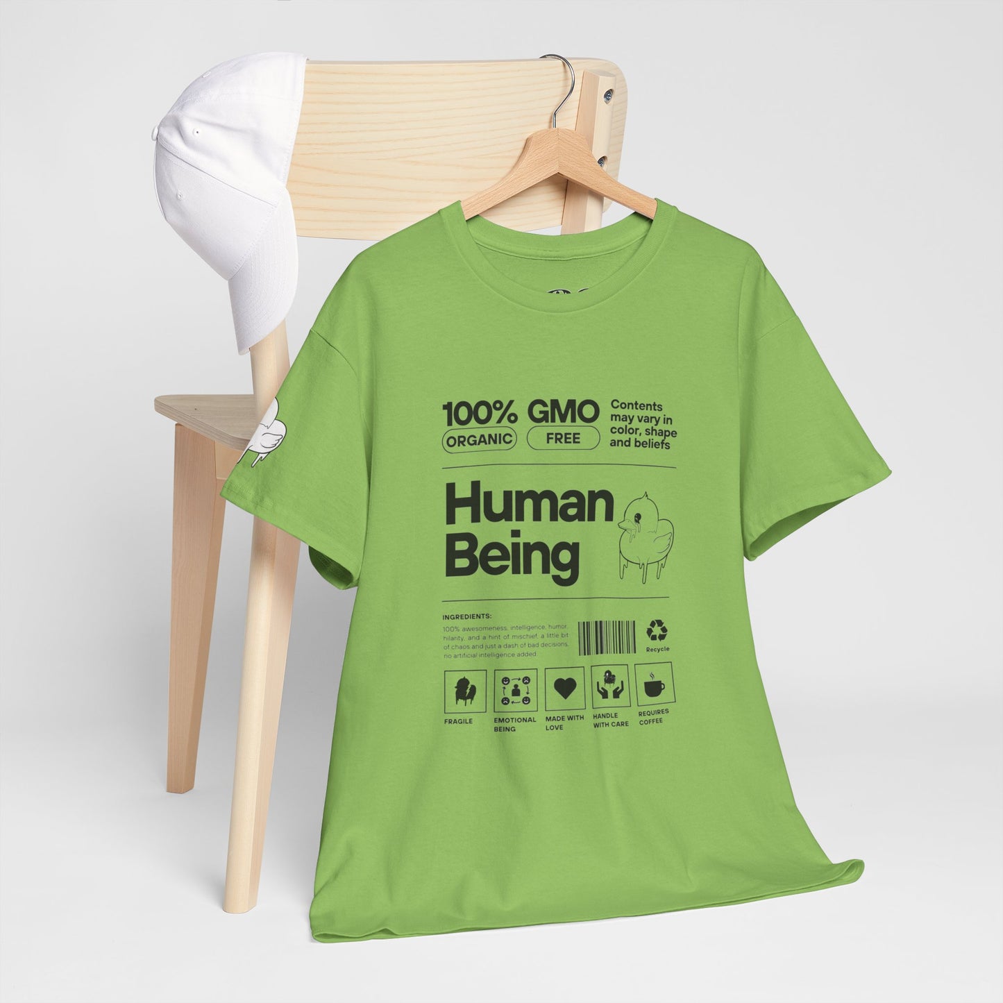 Human Being Shipping Label 100% Cotton Tee x BLK