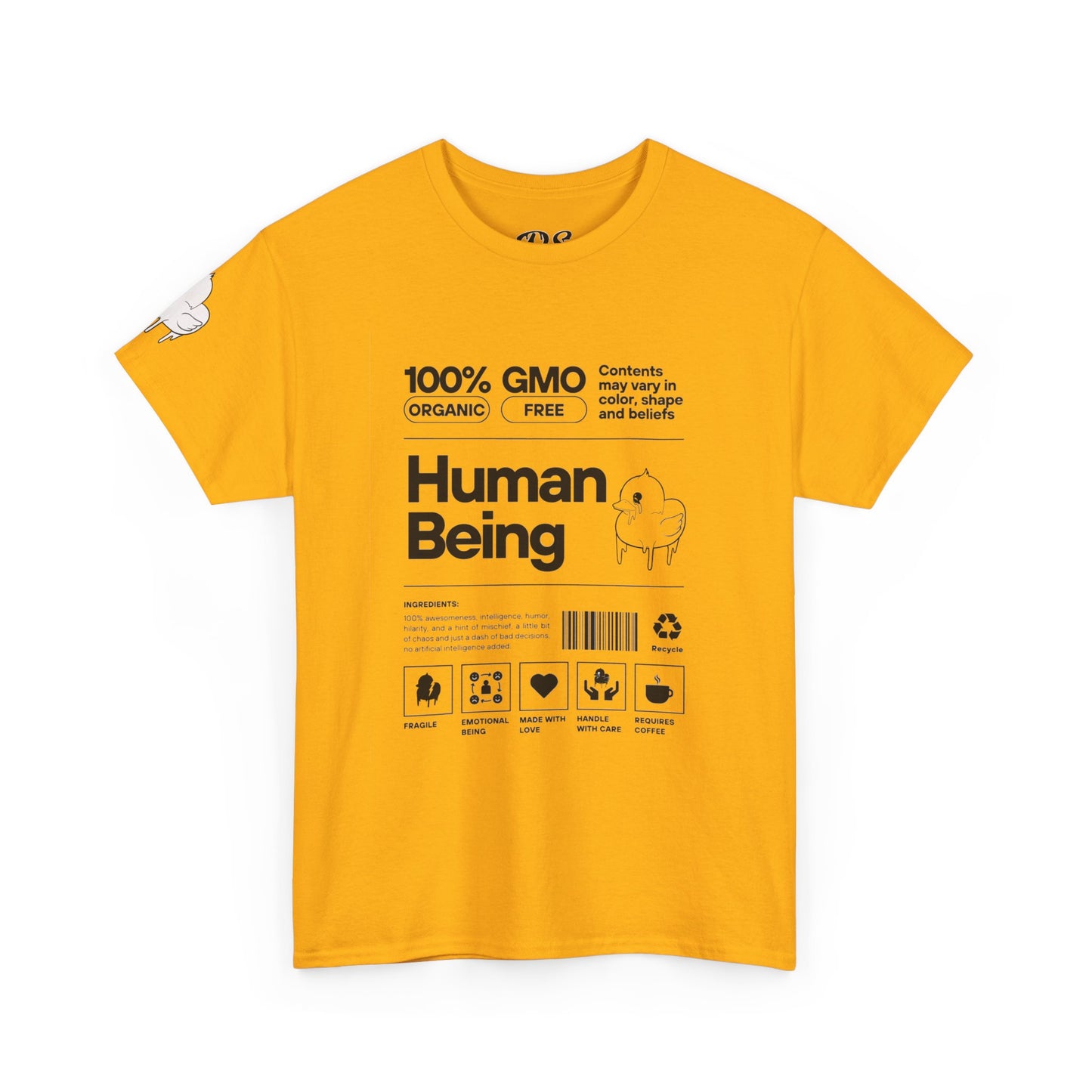 Human Being Shipping Label 100% Cotton Tee x BLK
