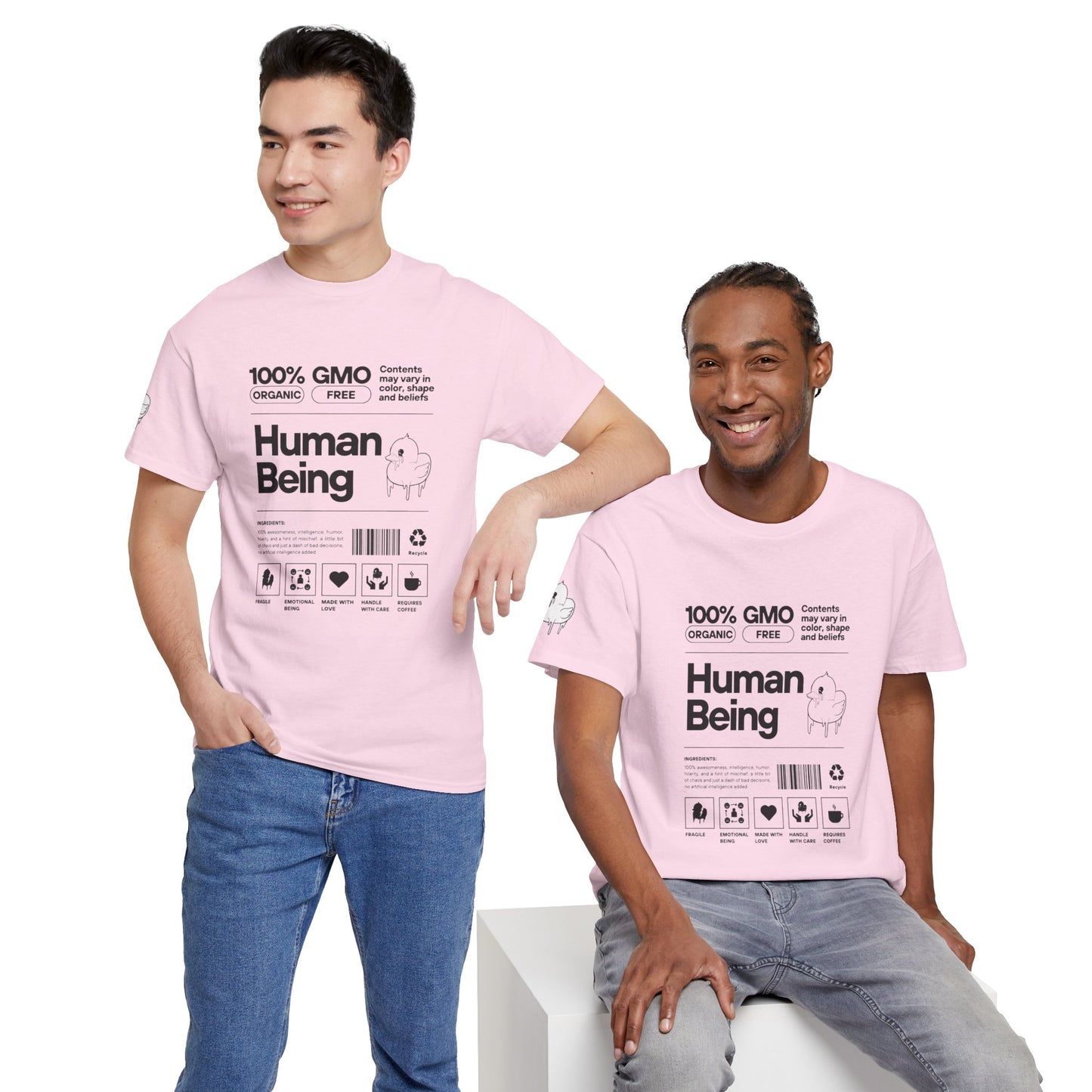 Human Being Shipping Label 100% Cotton Tee x BLK