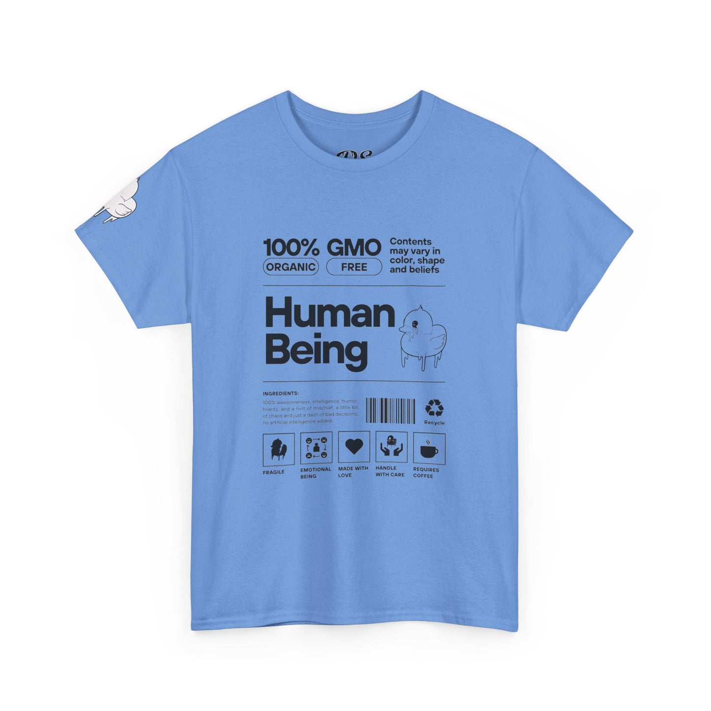 Human Being Shipping Label 100% Cotton Tee x BLK