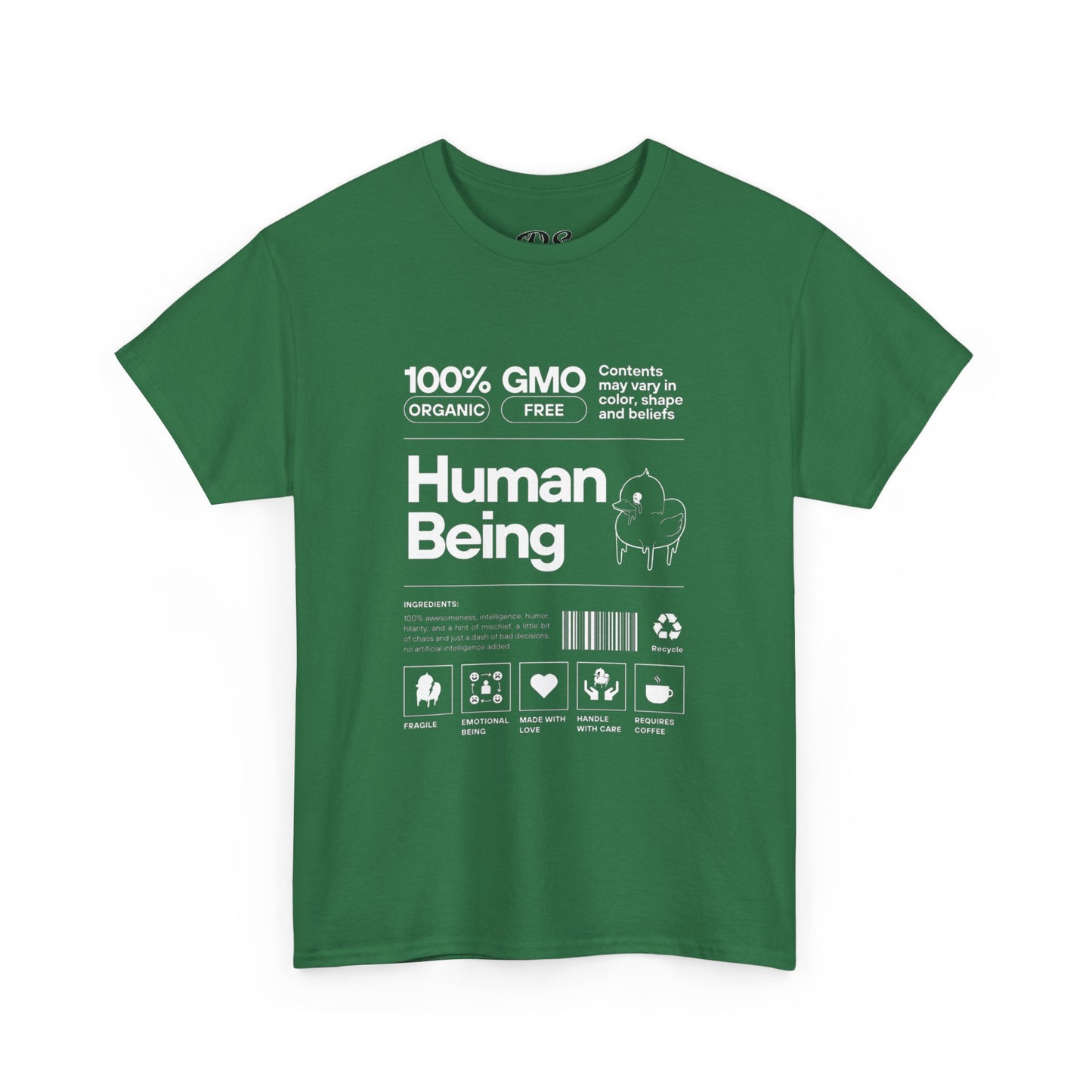 Human Being Shipping Label 100% Cotton Tee x WHT