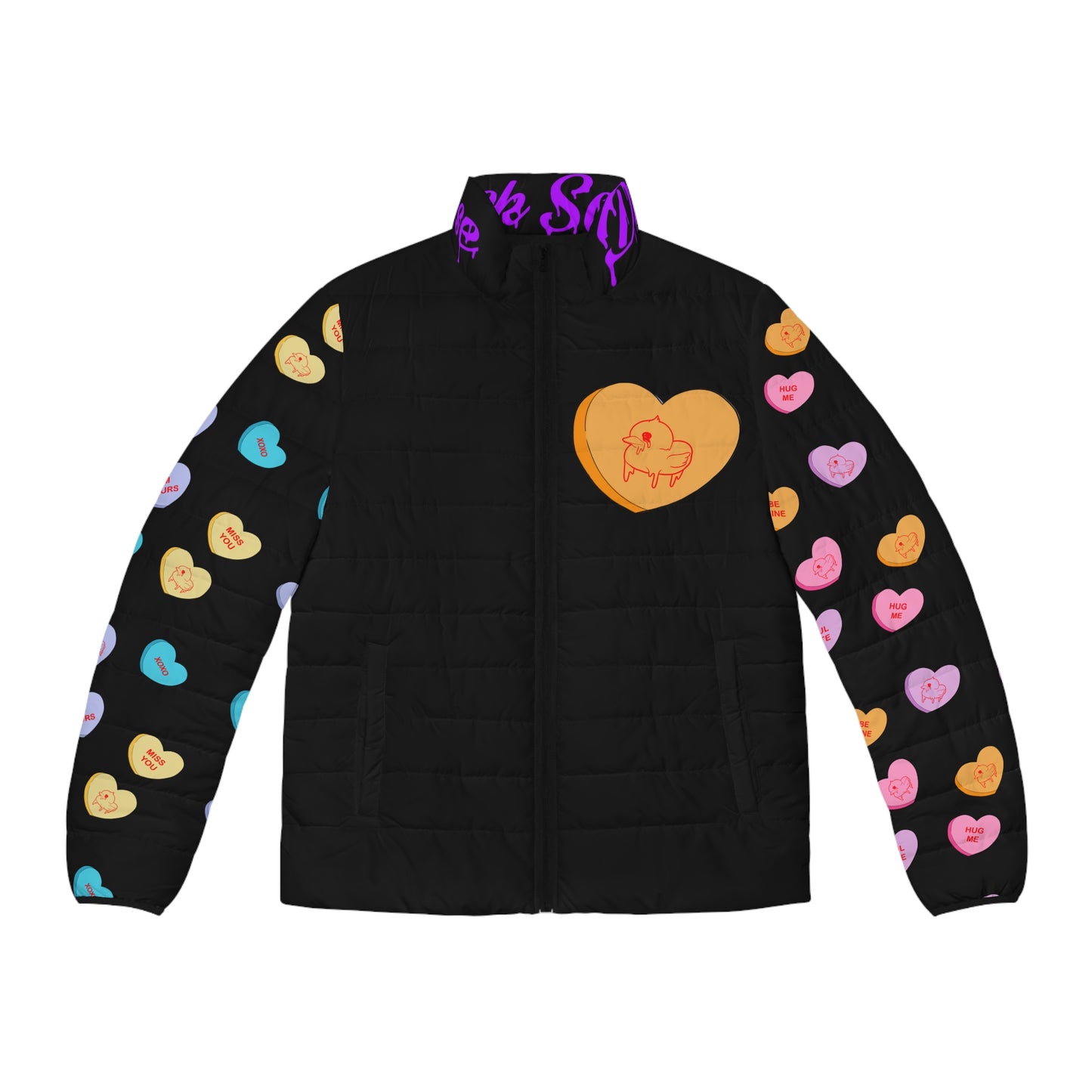 Valentine Blue Sawse Men's Puffer Jacket (AOP)
