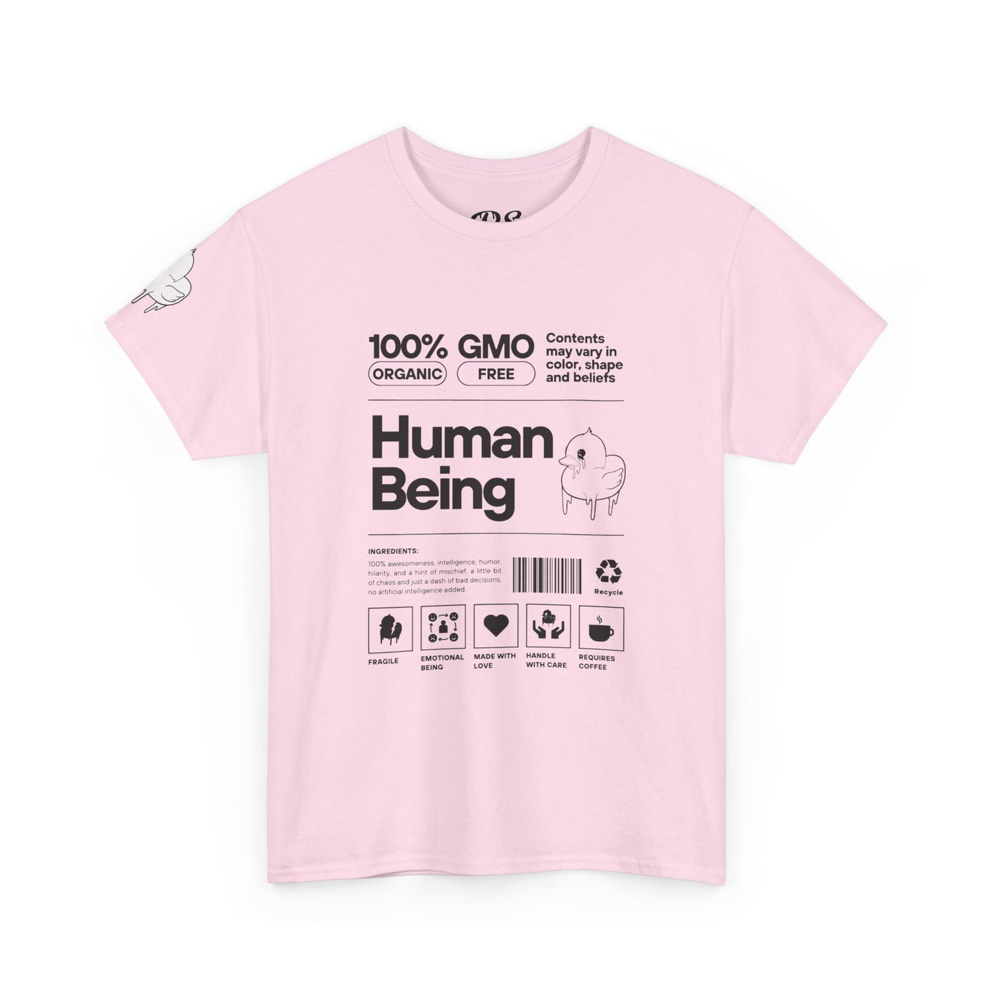 Human Being Shipping Label 100% Cotton Tee x BLK