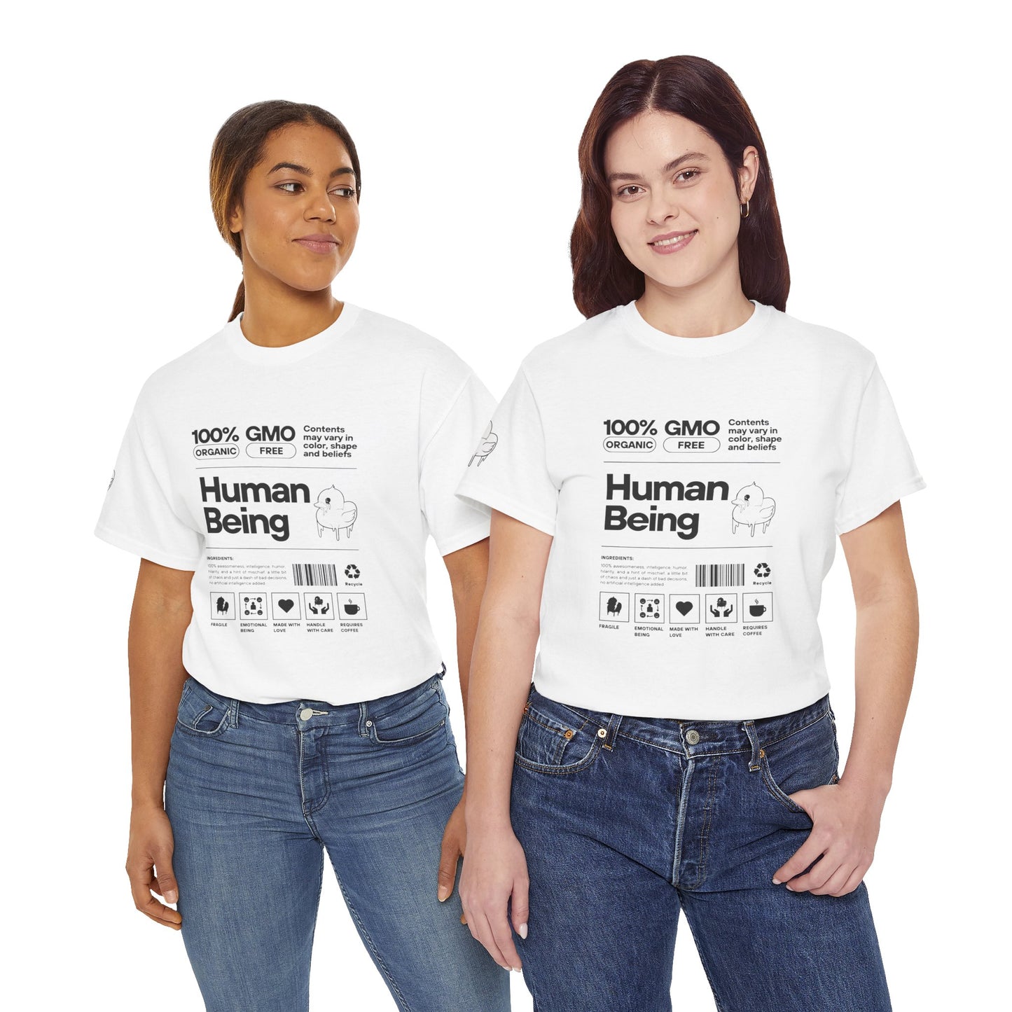 Human Being Shipping Label 100% Cotton Tee x BLK