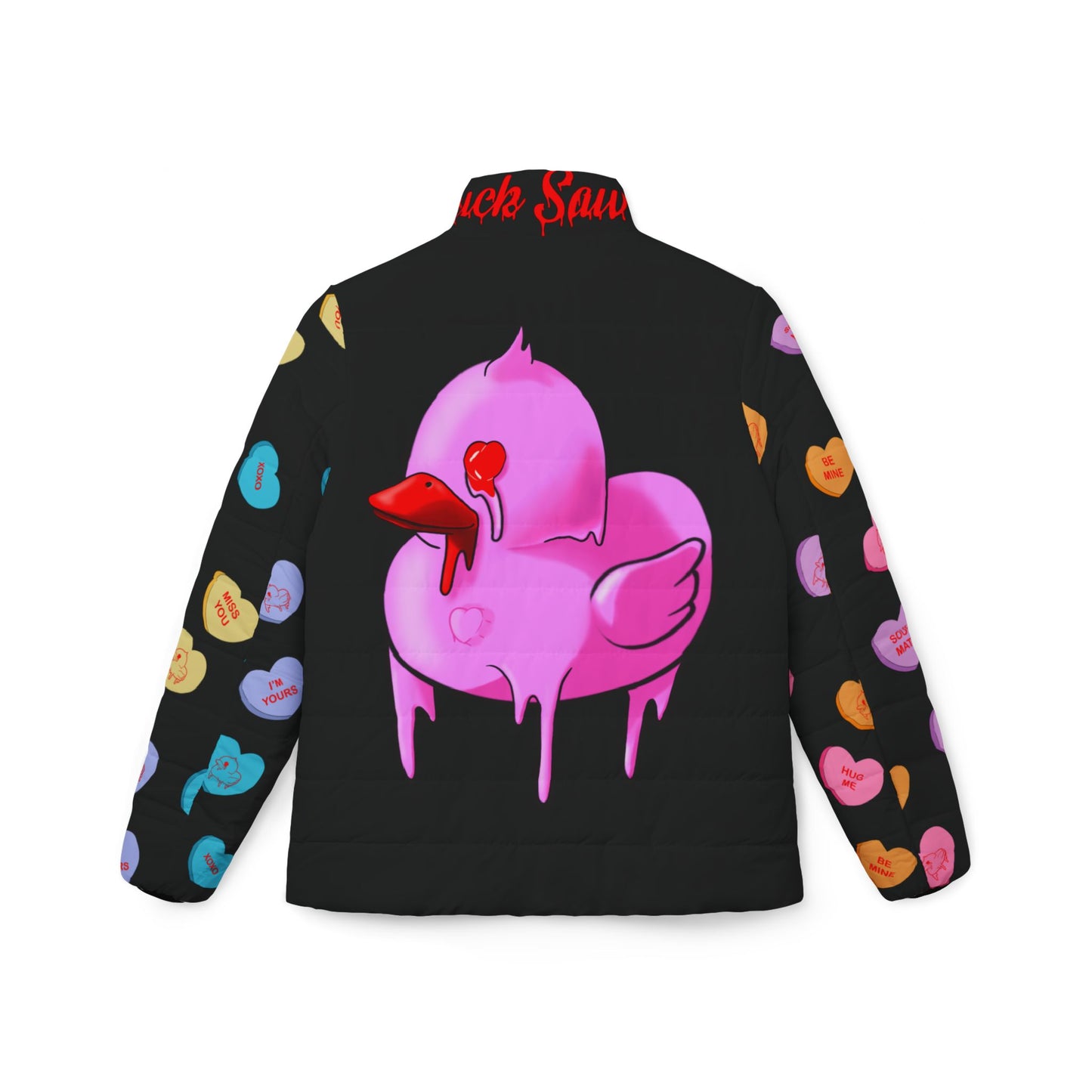 Valentine Pink Sawse Women’s Puffer Jacket (AOP)
