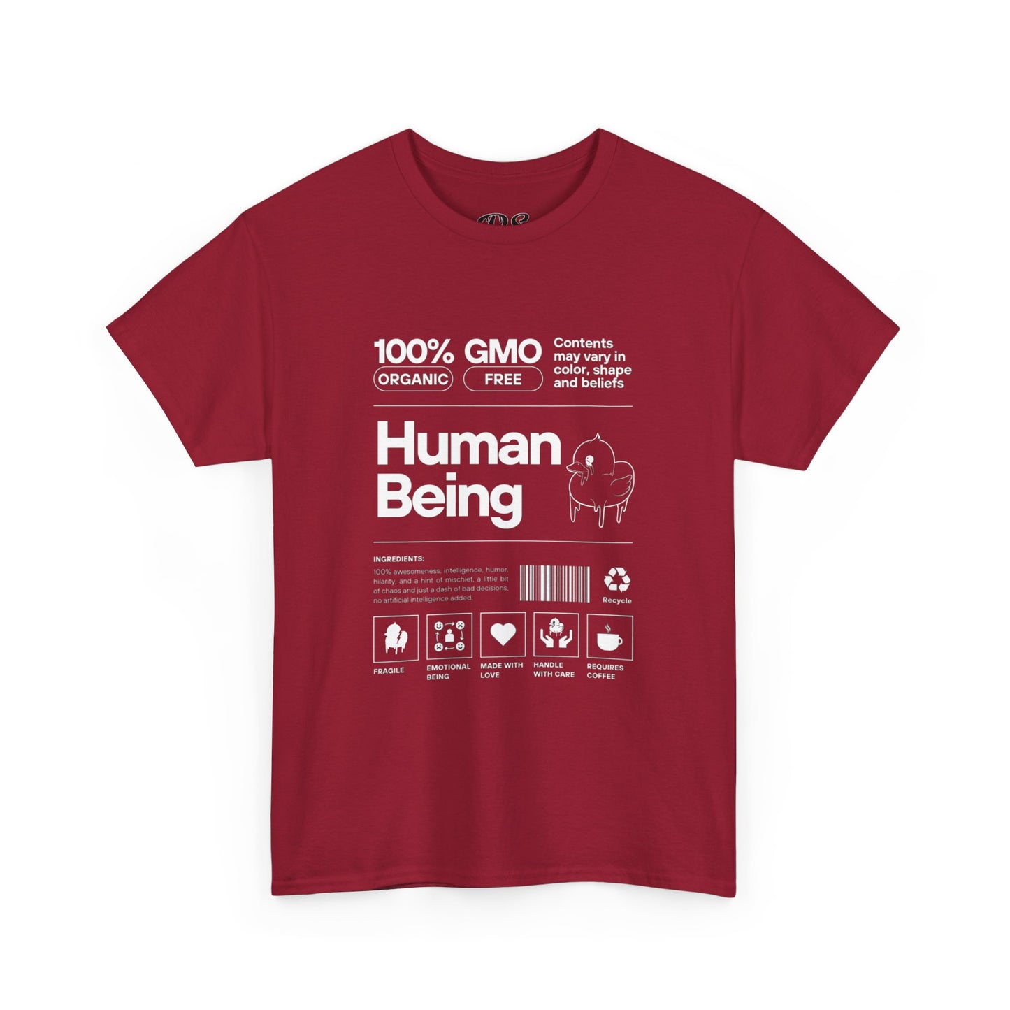 Human Being Shipping Label 100% Cotton Tee x WHT