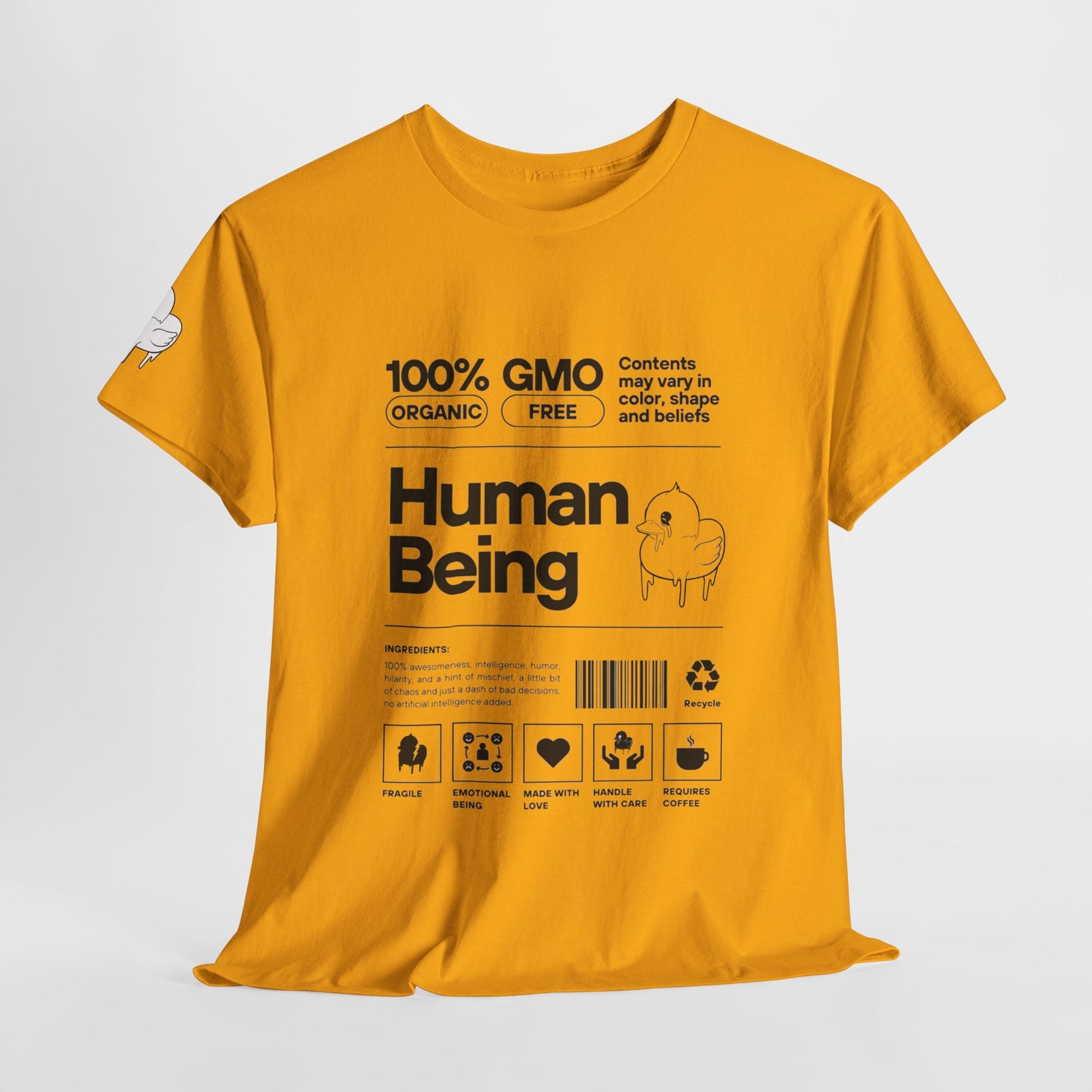 Human Being Shipping Label 100% Cotton Tee x BLK