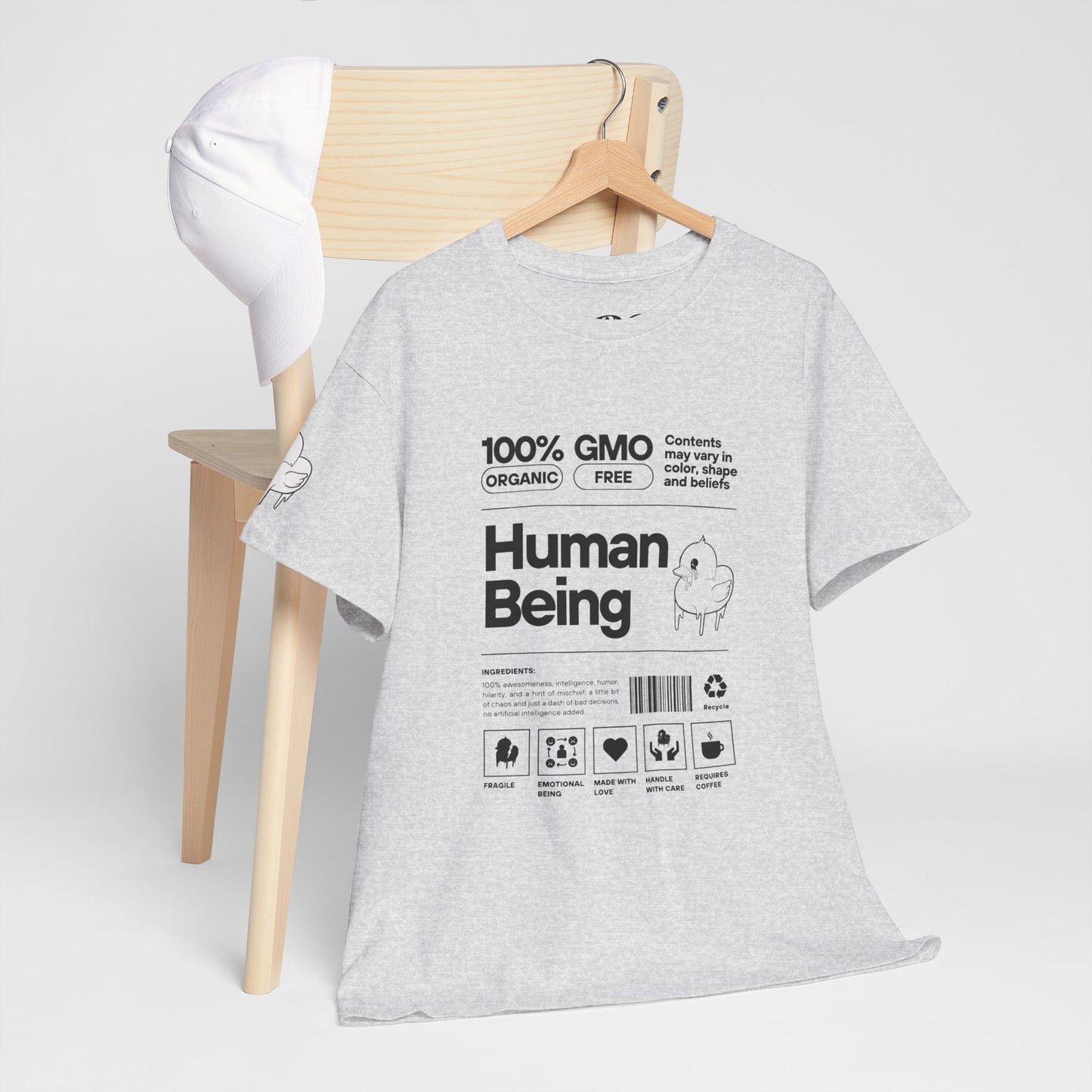 Human Being Shipping Label 100% Cotton Tee x BLK