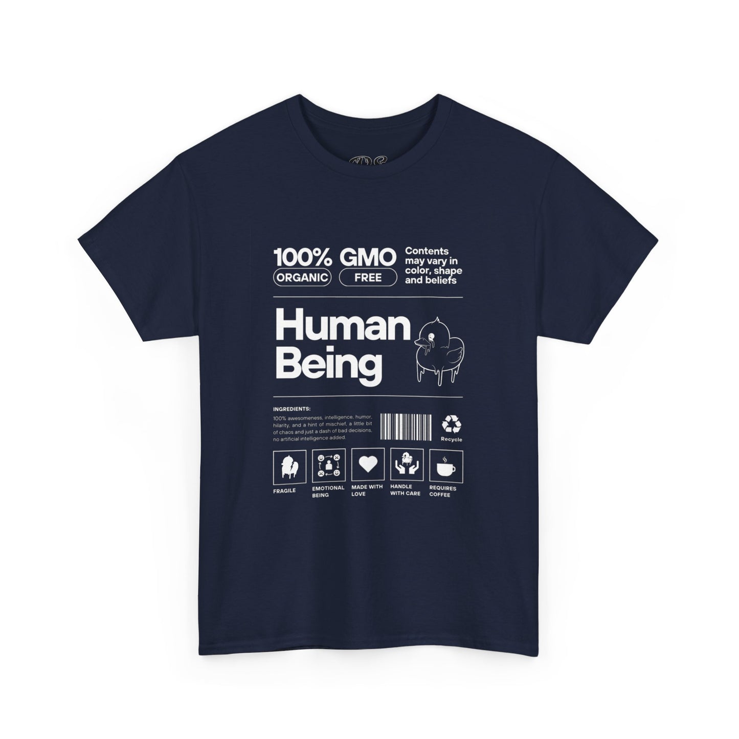 Human Being Shipping Label 100% Cotton Tee x WHT