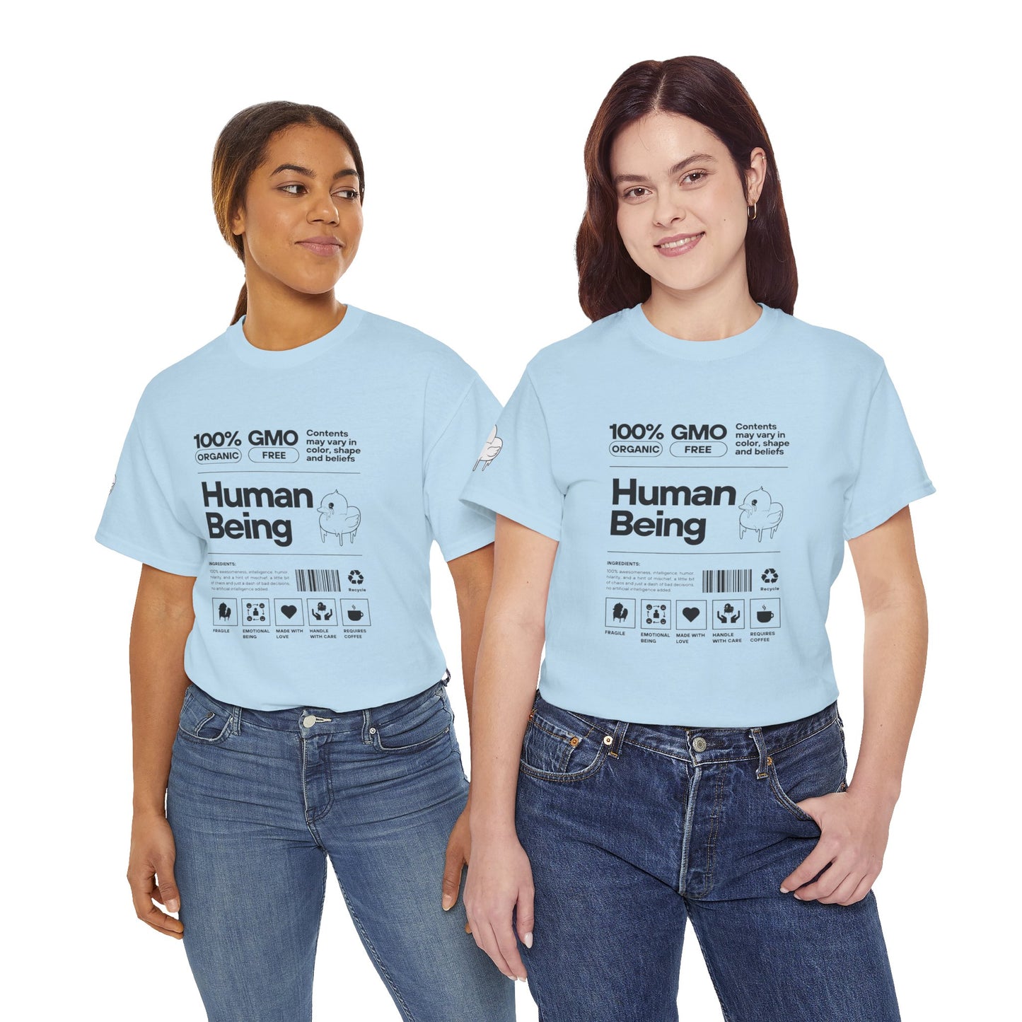 Human Being Shipping Label 100% Cotton Tee x BLK