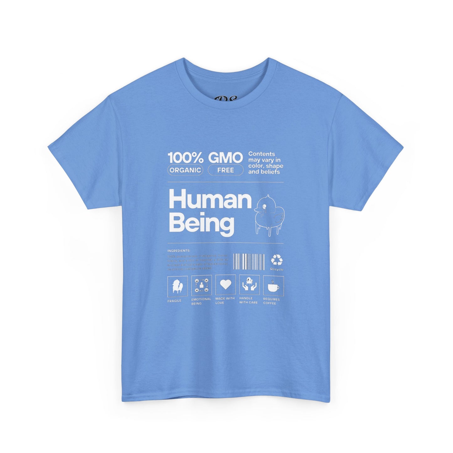 Human Being Shipping Label 100% Cotton Tee x WHT
