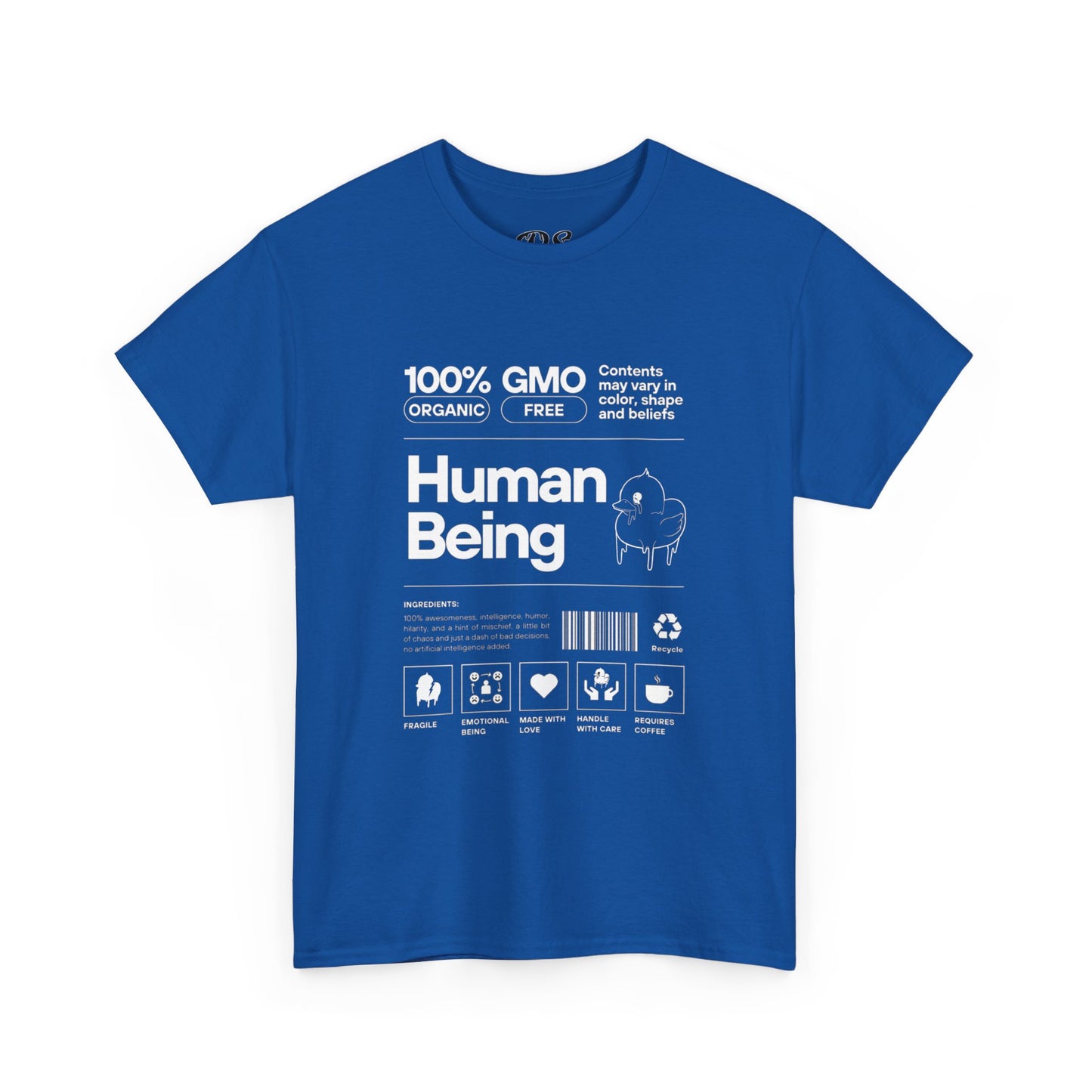 Human Being Shipping Label 100% Cotton Tee x WHT