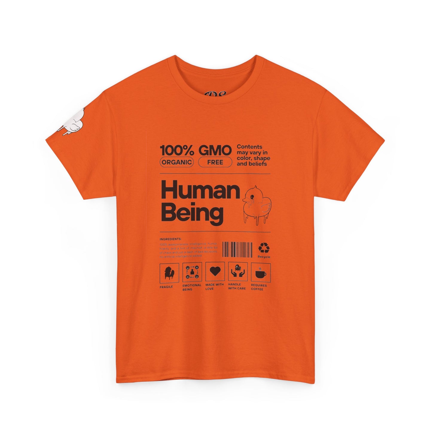 Human Being Shipping Label 100% Cotton Tee x BLK