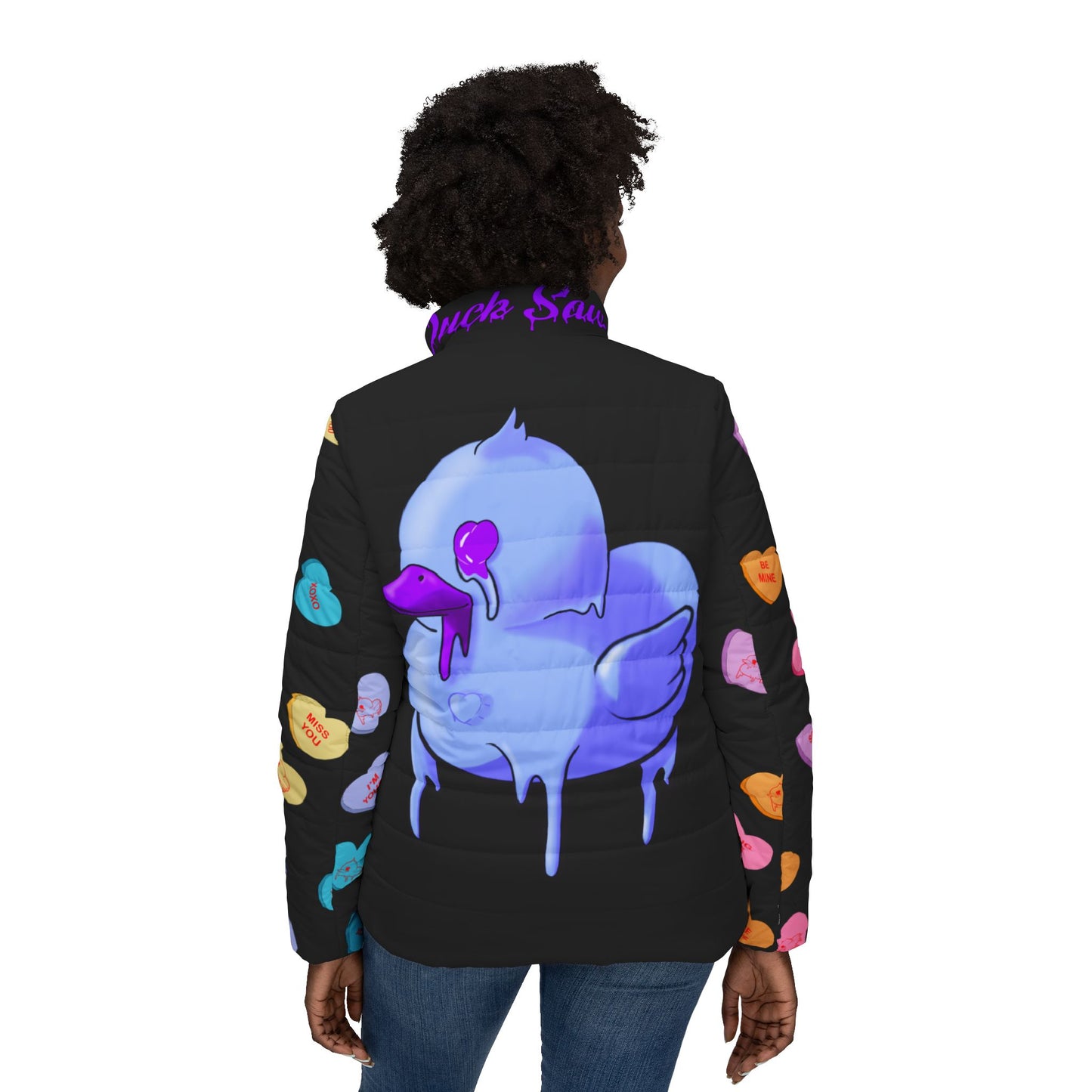 Valentine Blue Sawse Women’s Puffer Jacket (AOP)