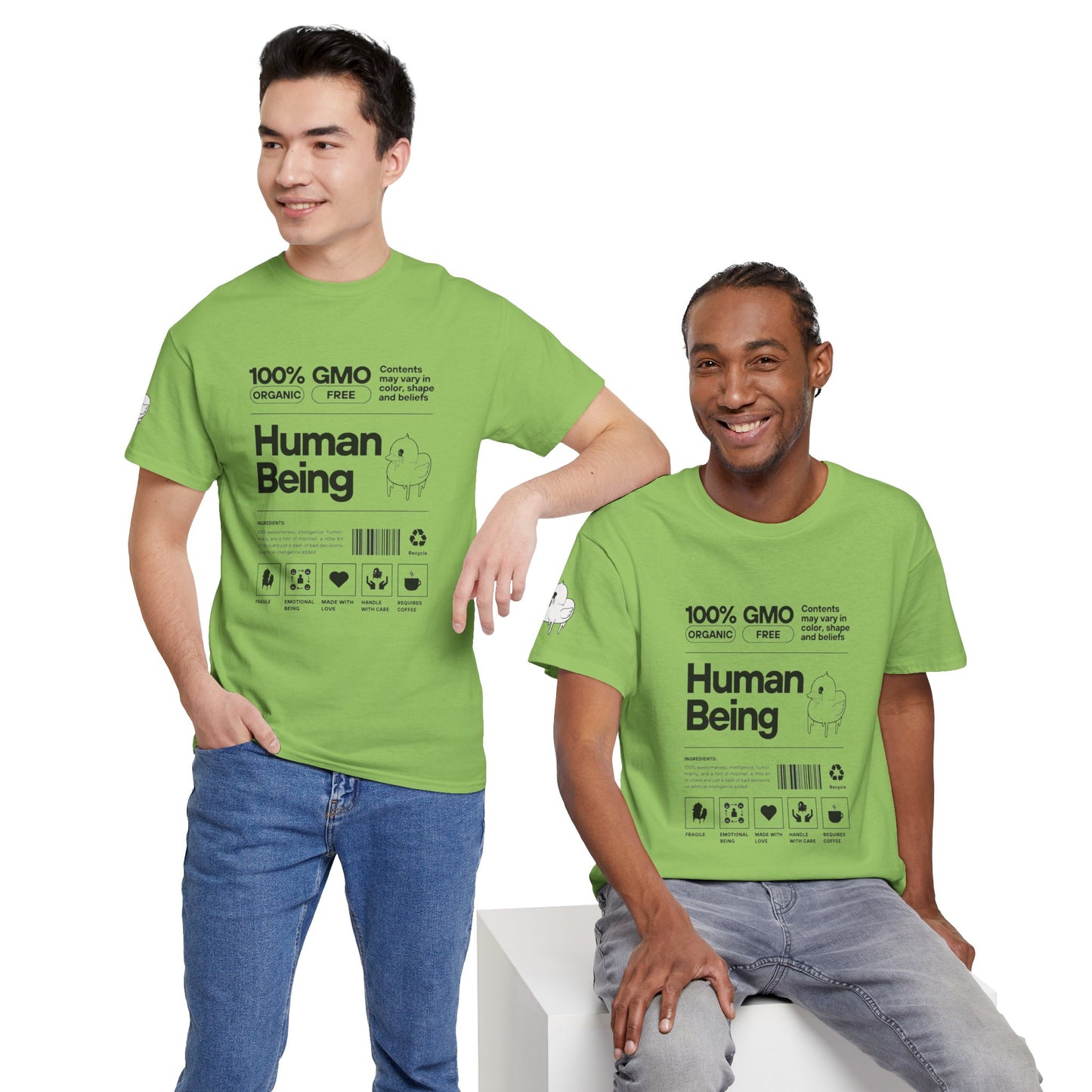 Human Being Shipping Label 100% Cotton Tee x BLK