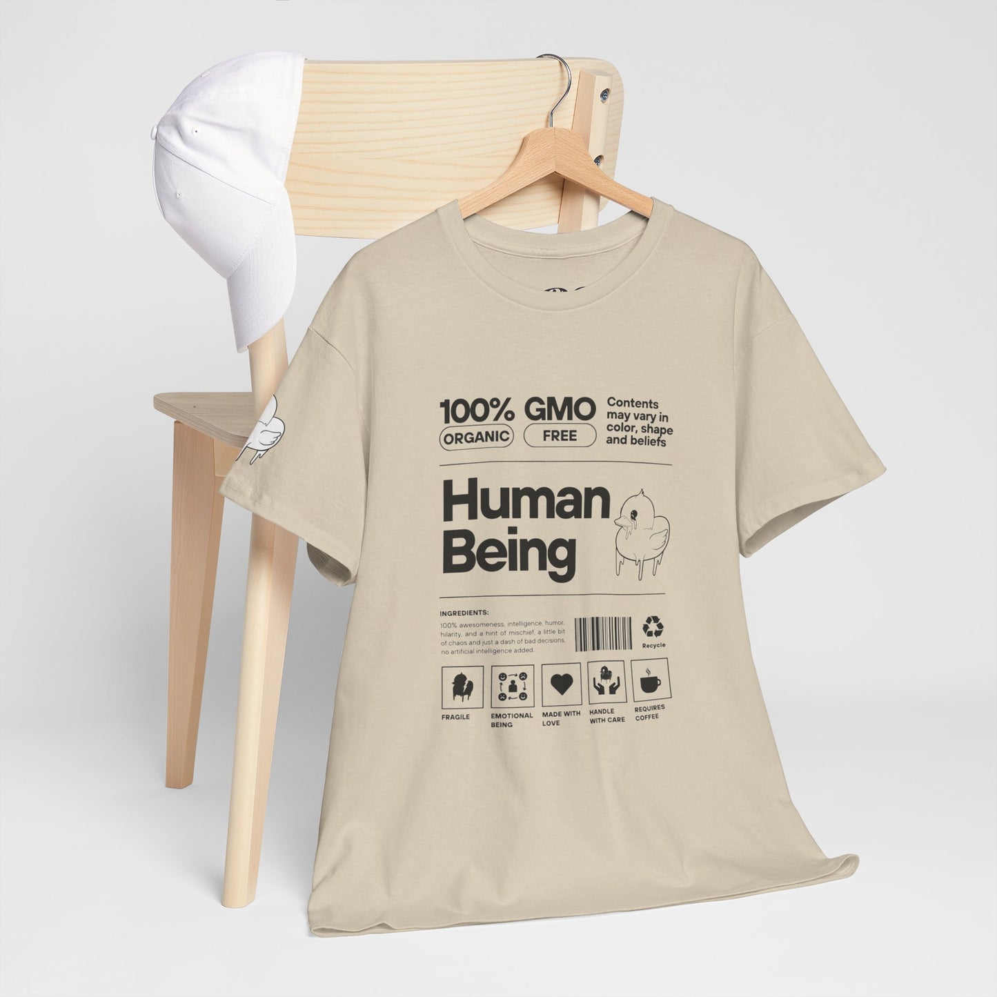 Human Being Shipping Label 100% Cotton Tee x BLK