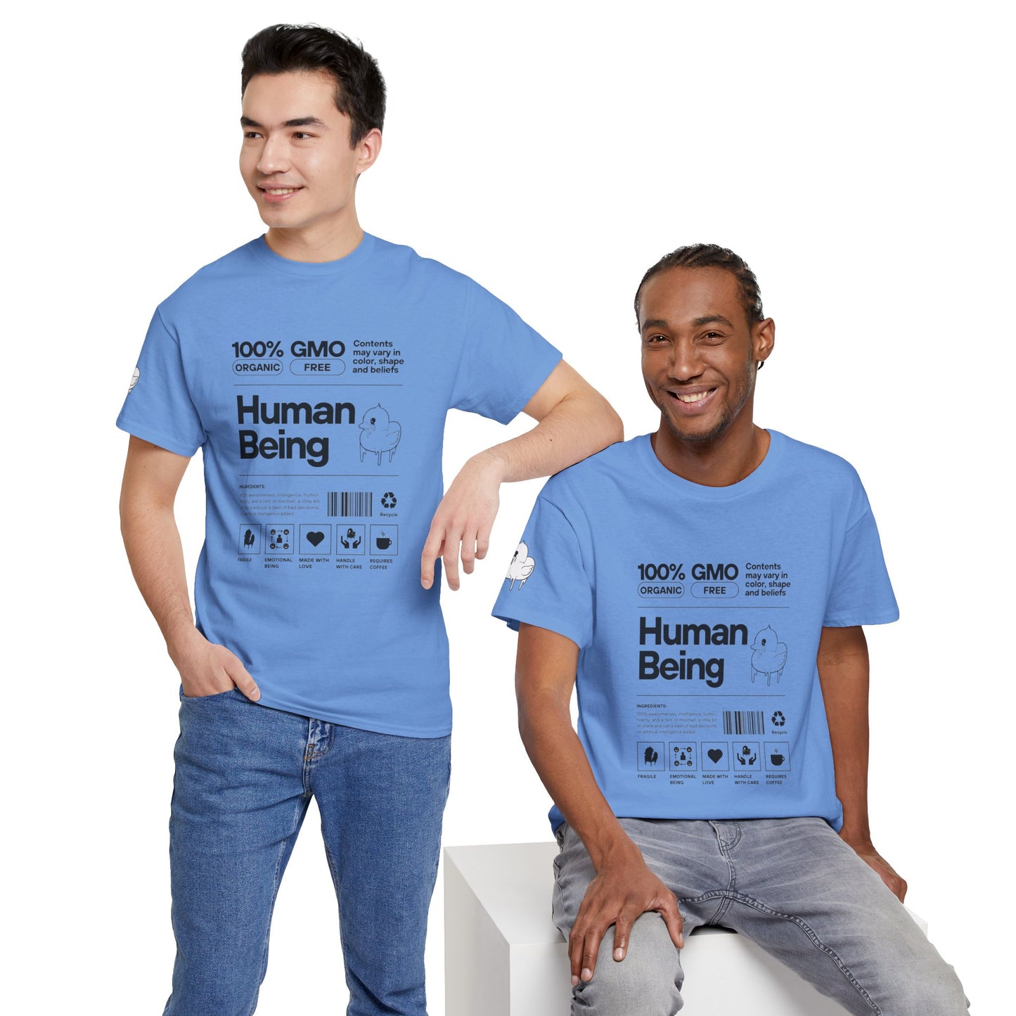 Human Being Shipping Label 100% Cotton Tee x BLK
