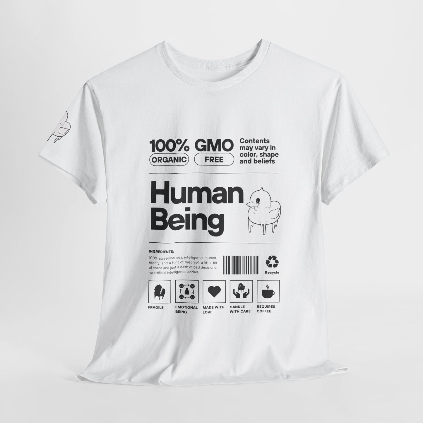 Human Being Shipping Label 100% Cotton Tee x BLK