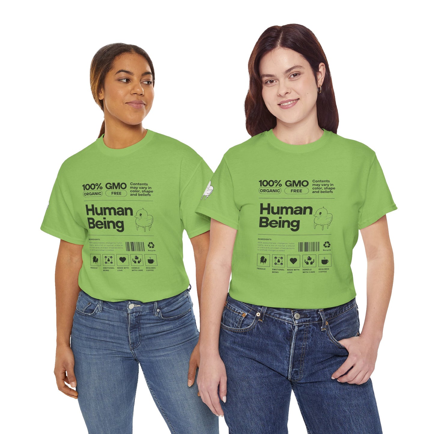 Human Being Shipping Label 100% Cotton Tee x BLK