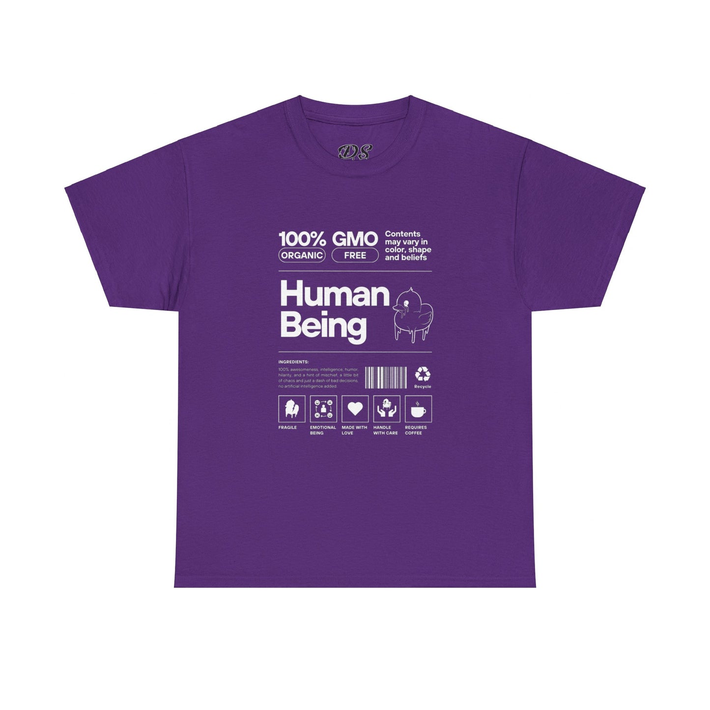 Human Being Shipping Label 100% Cotton Tee x WHT