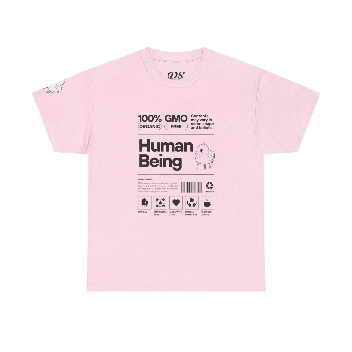 Human Being Shipping Label 100% Cotton Tee x BLK