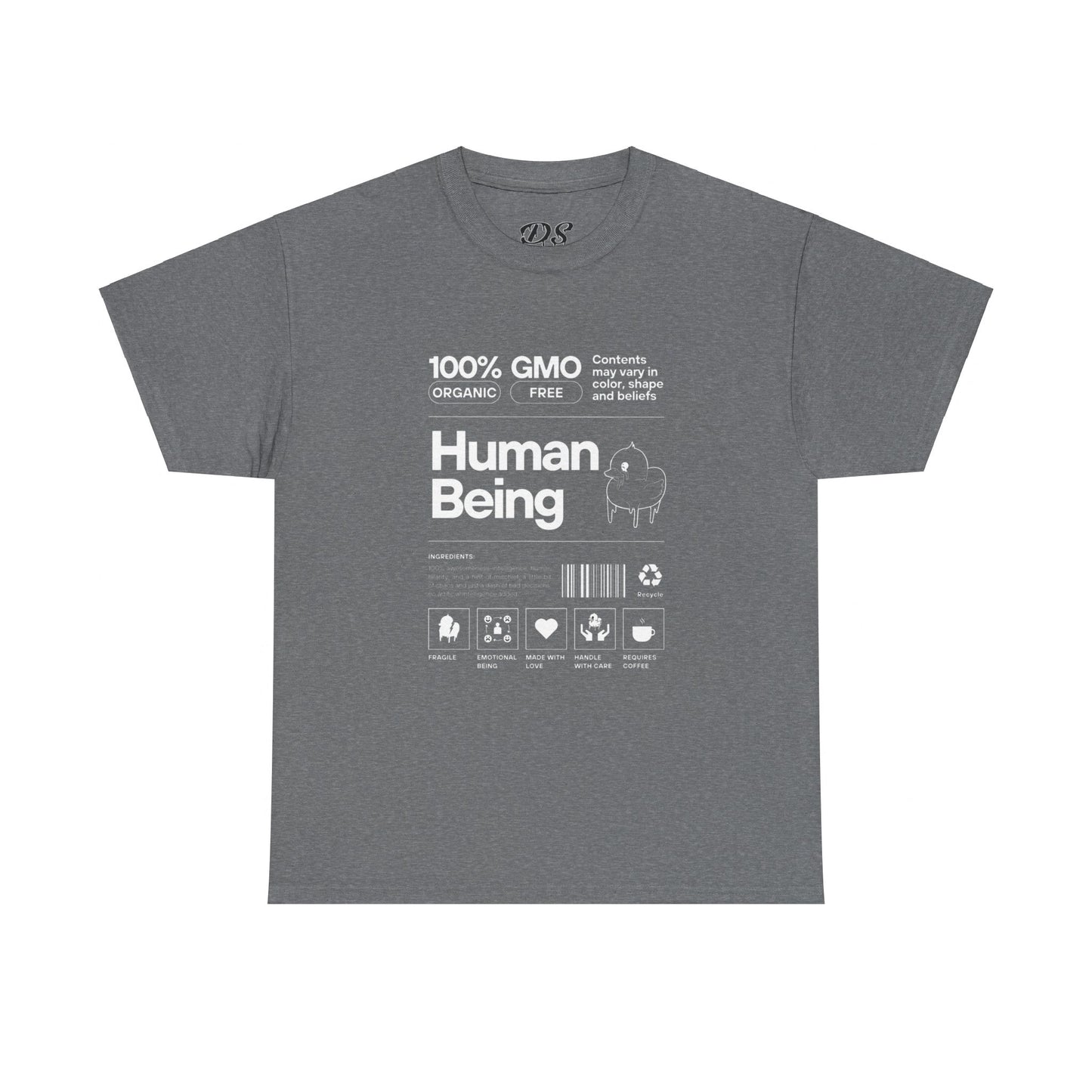 Human Being Shipping Label 100% Cotton Tee x WHT