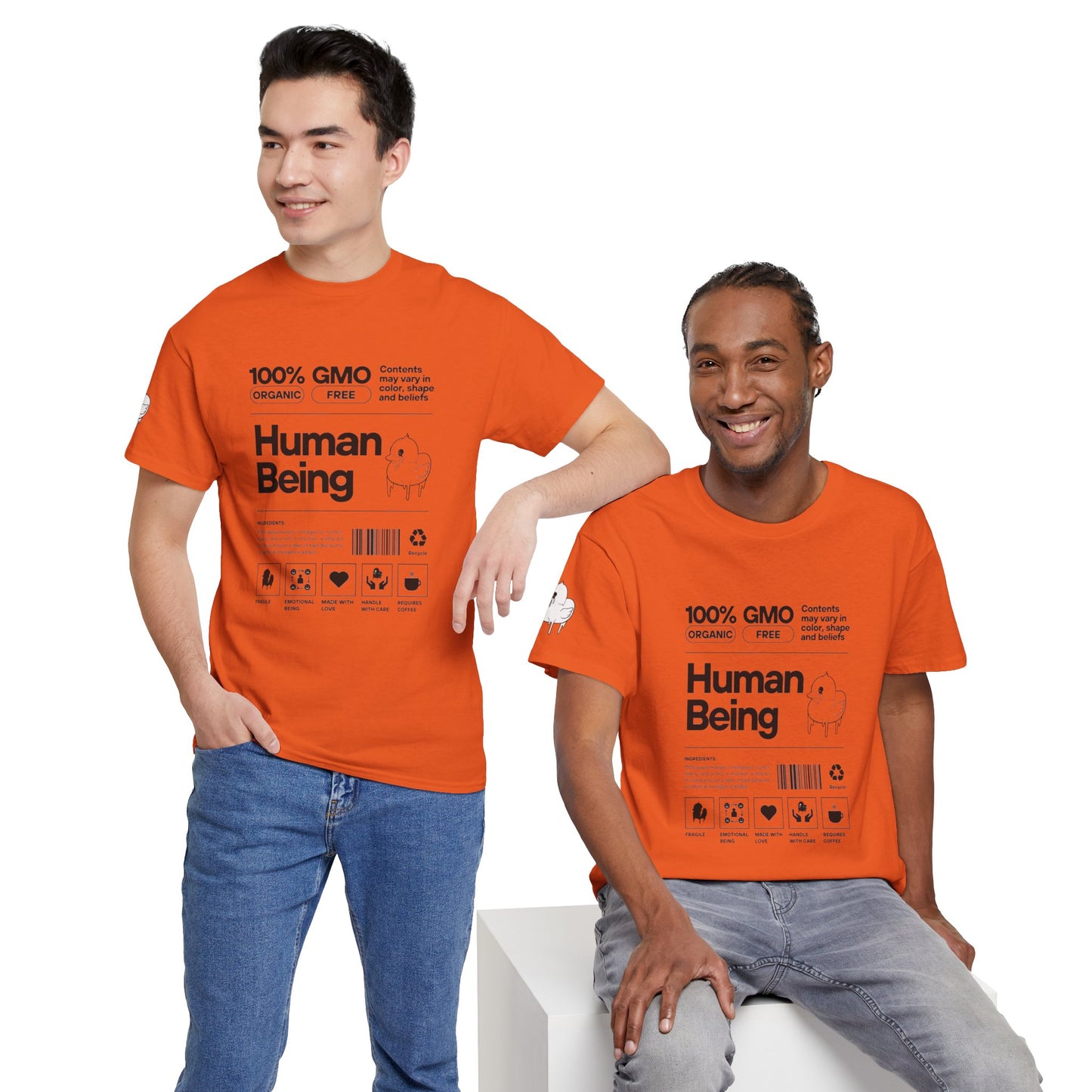 Human Being Shipping Label 100% Cotton Tee x BLK