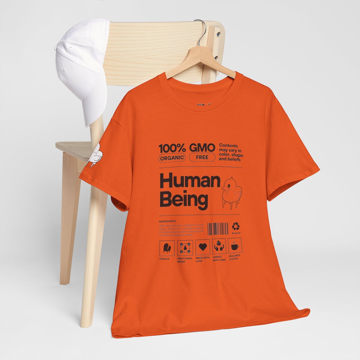 Human Being Shipping Label 100% Cotton Tee x BLK