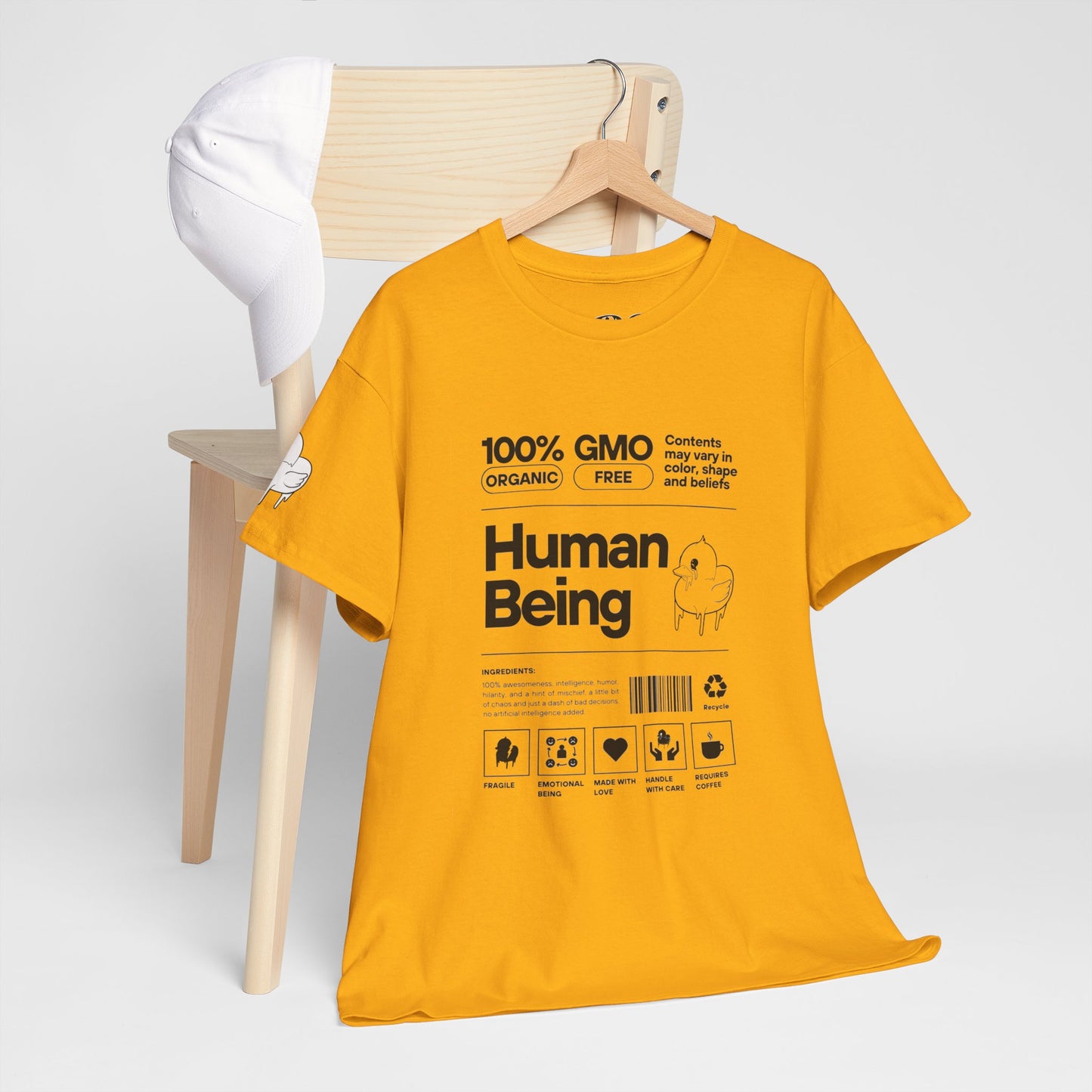 Human Being Shipping Label 100% Cotton Tee x BLK