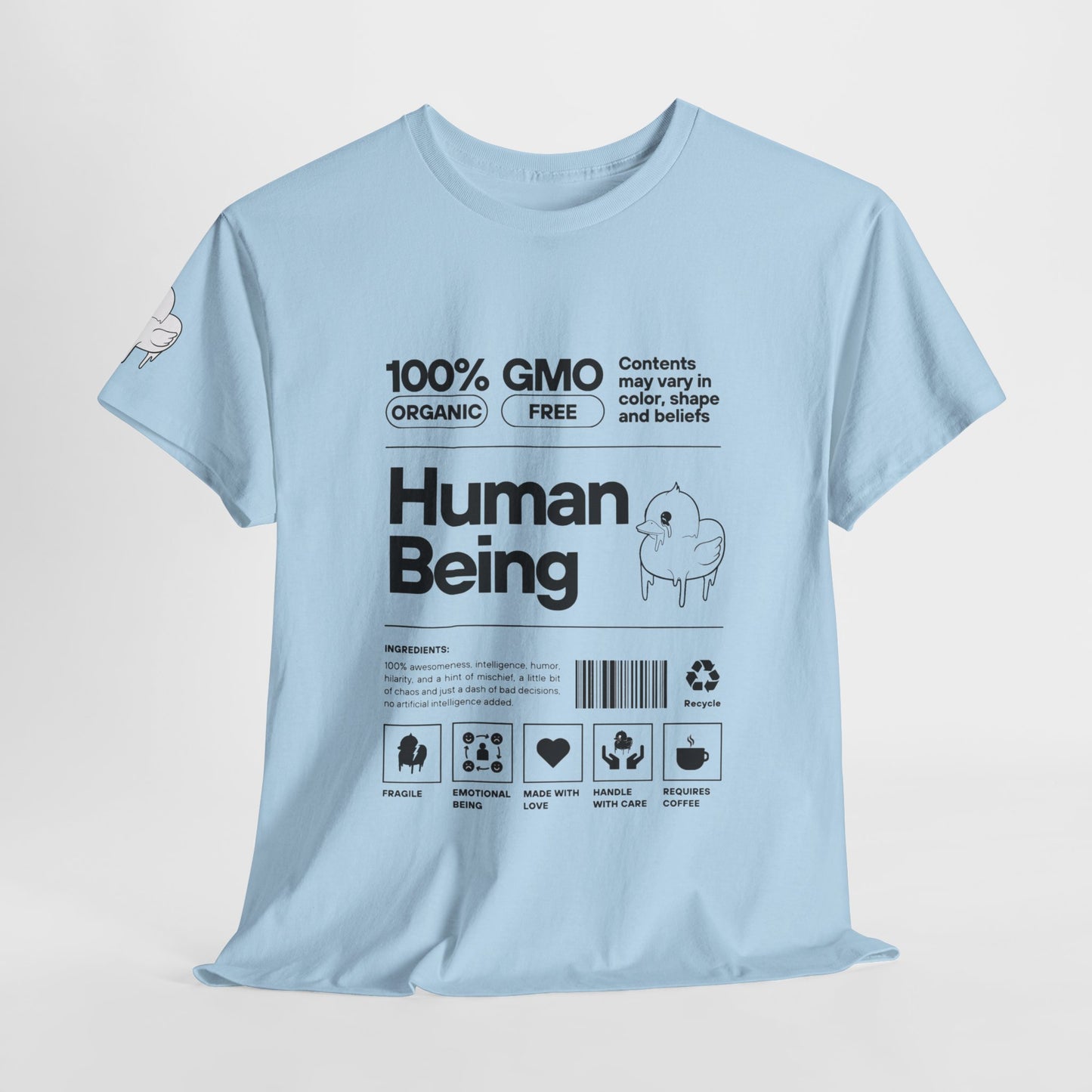 Human Being Shipping Label 100% Cotton Tee x BLK
