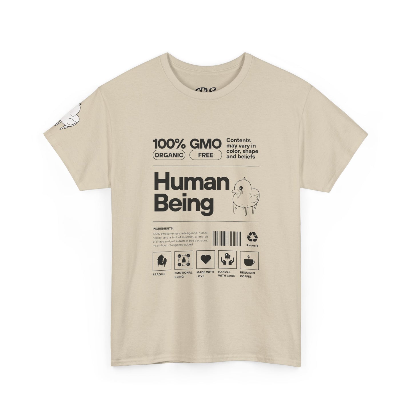 Human Being Shipping Label 100% Cotton Tee x BLK