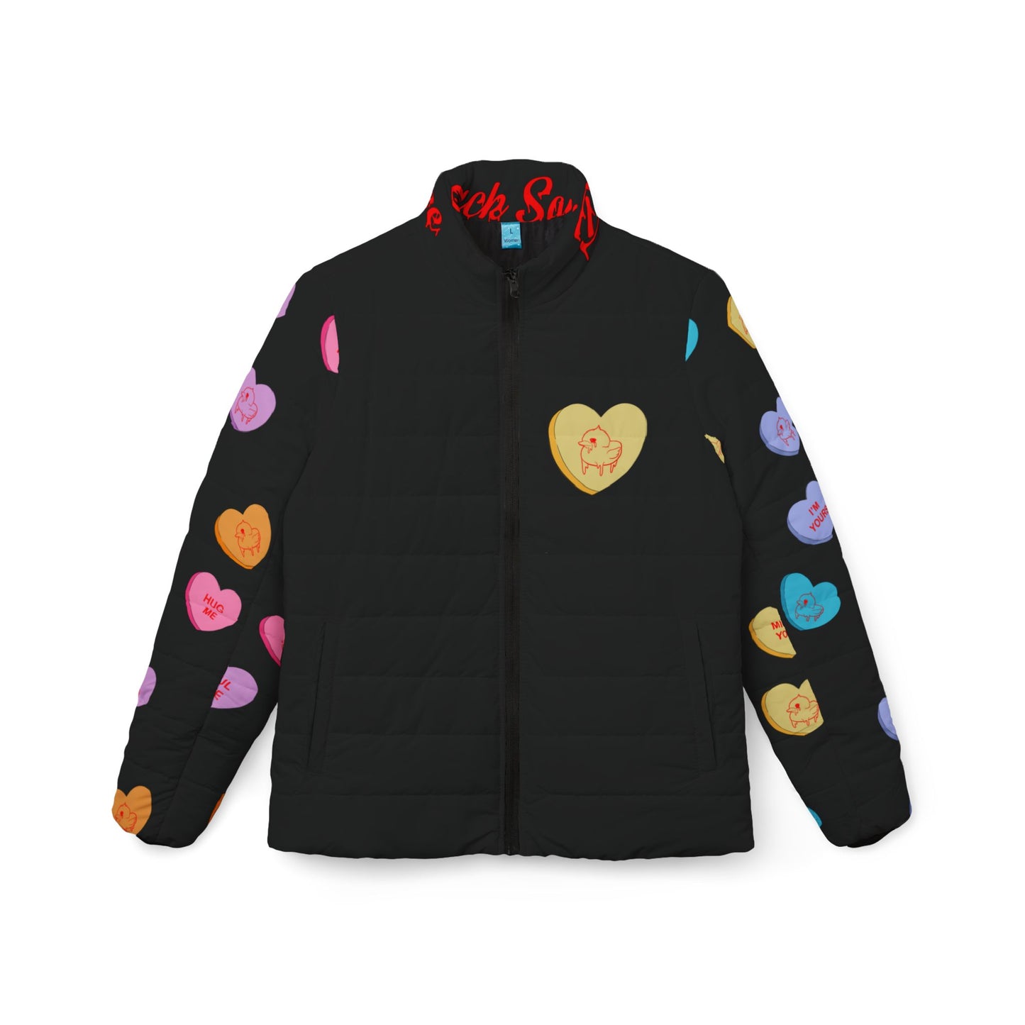 Valentine Pink Sawse Women’s Puffer Jacket (AOP)