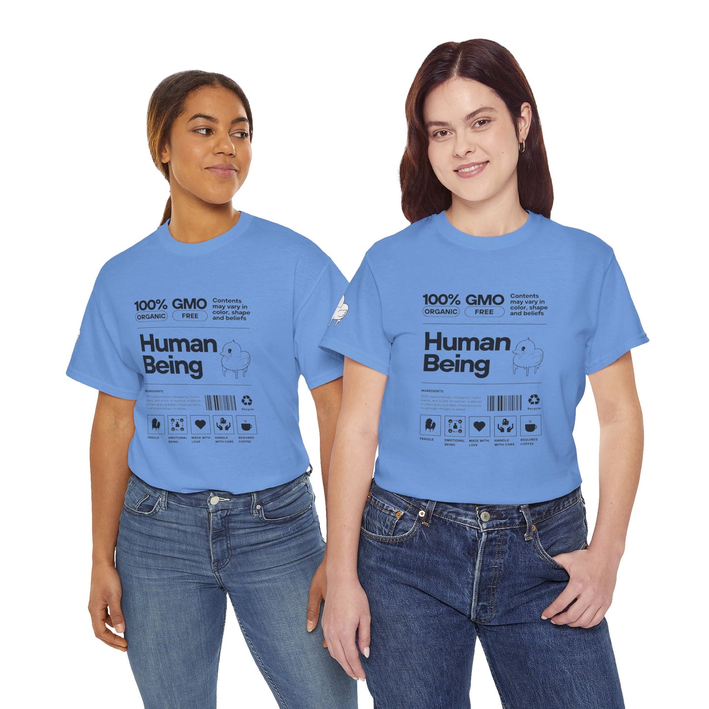 Human Being Shipping Label 100% Cotton Tee x BLK