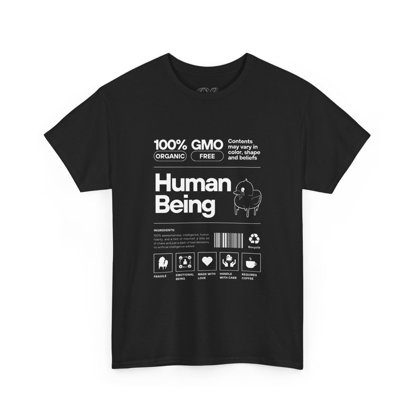 Human Being Shipping Label 100% Cotton Tee x WHT