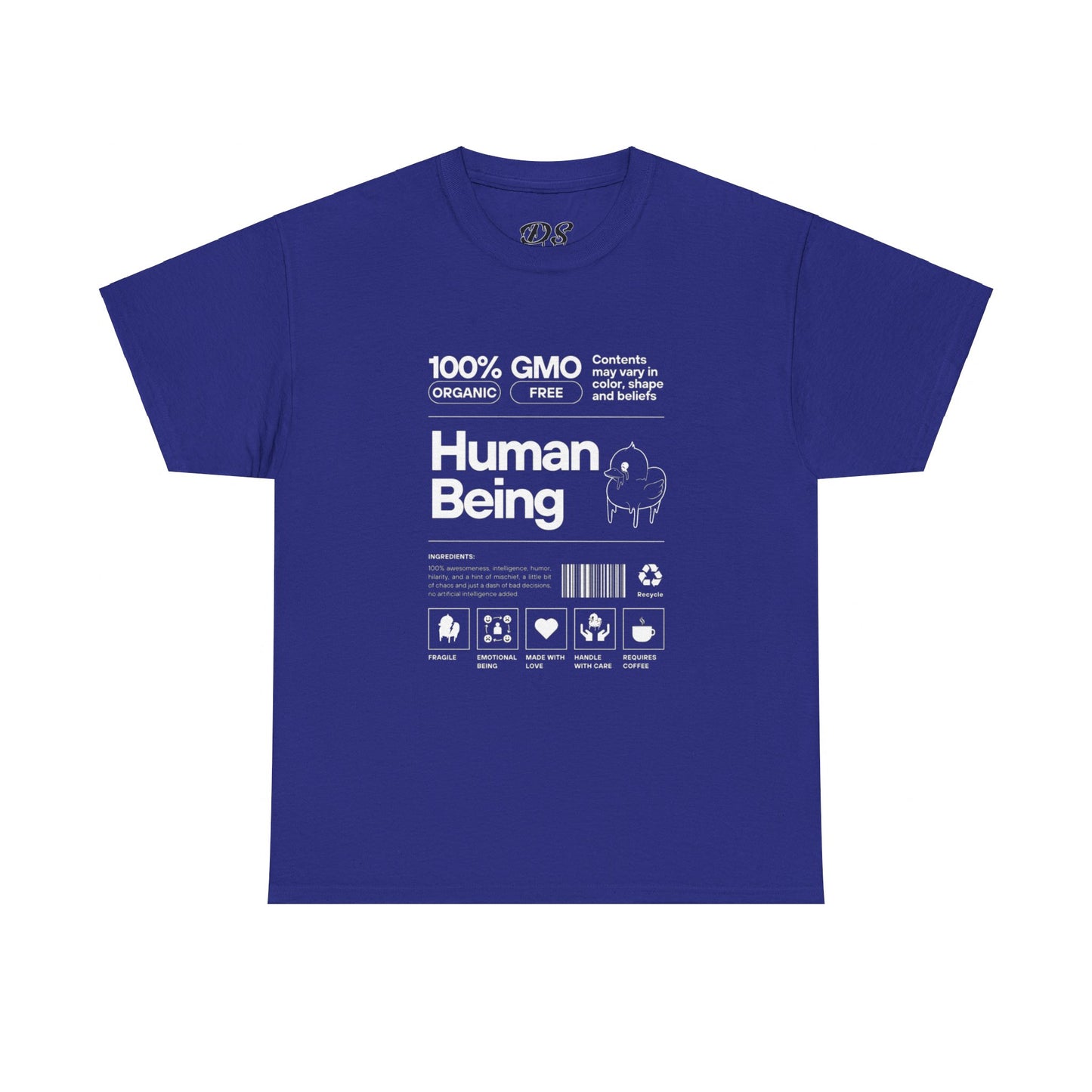 Human Being Shipping Label 100% Cotton Tee x WHT