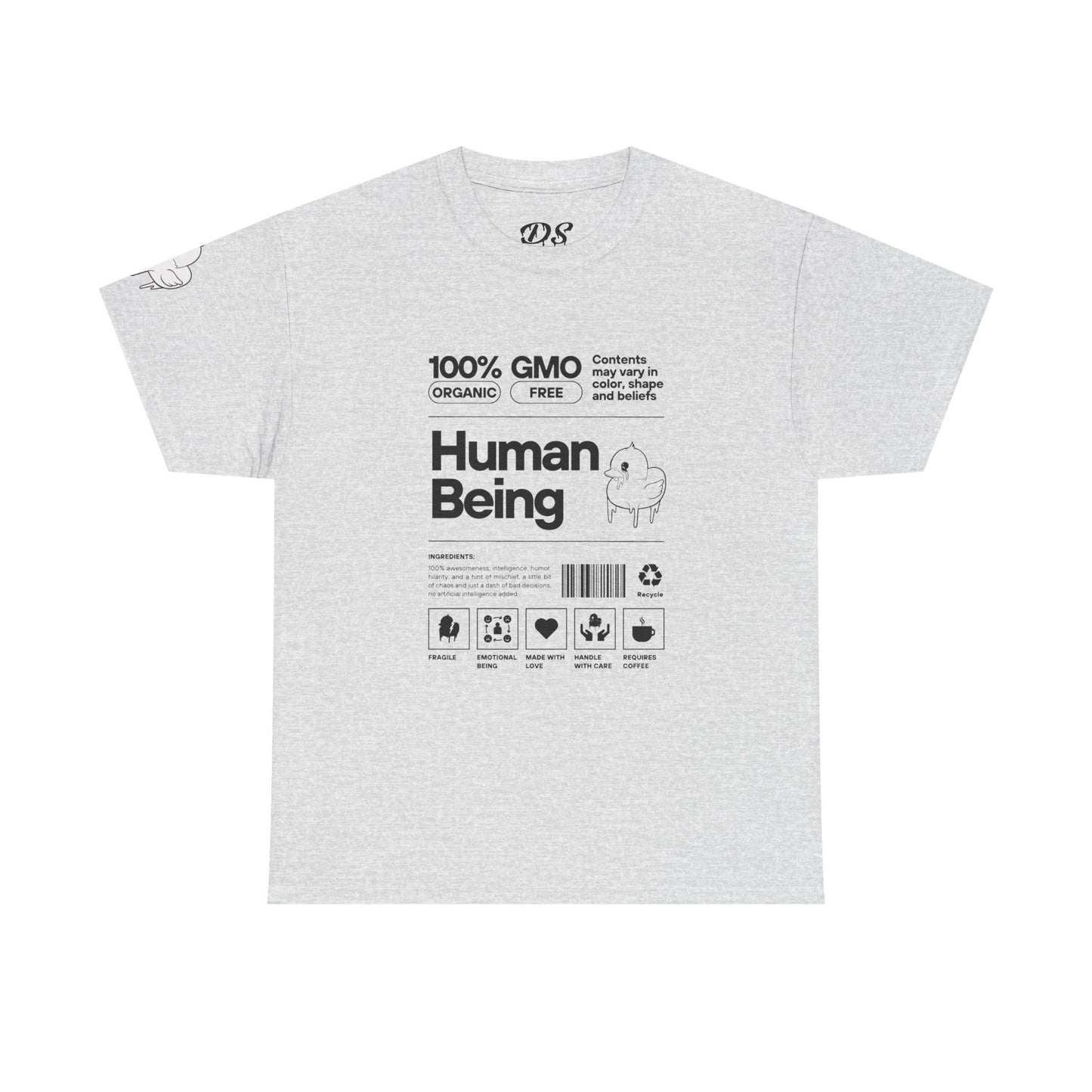 Human Being Shipping Label 100% Cotton Tee x BLK