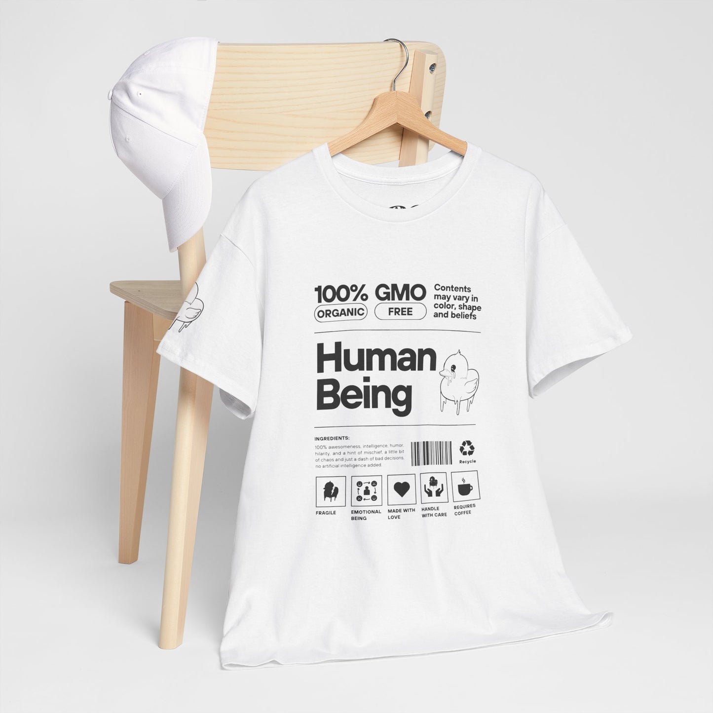 Human Being Shipping Label 100% Cotton Tee x BLK