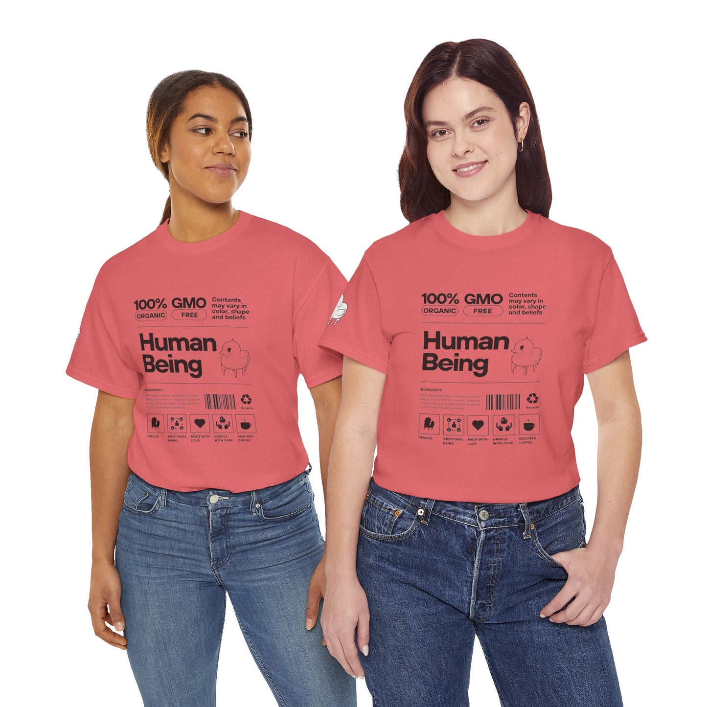 Human Being Shipping Label 100% Cotton Tee x BLK