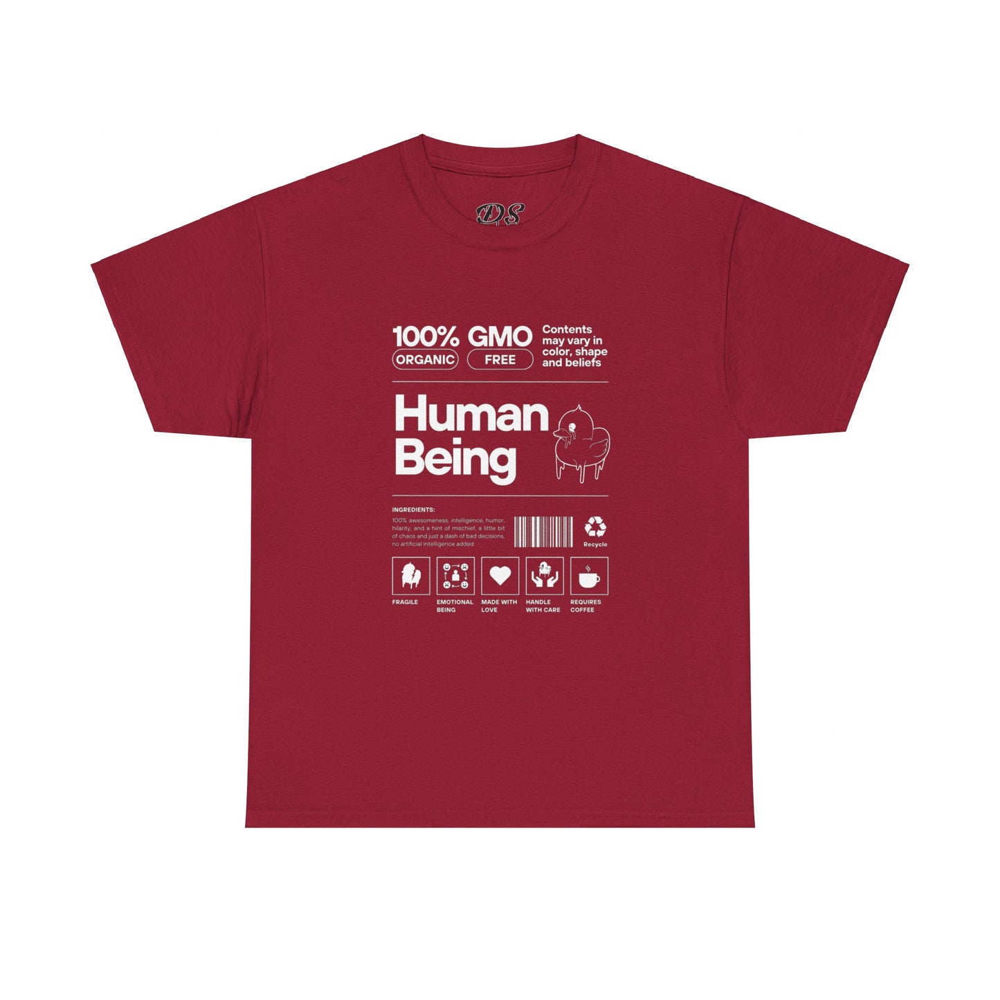 Human Being Shipping Label 100% Cotton Tee x WHT