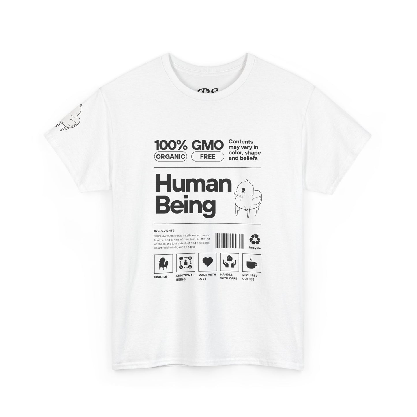 Human Being Shipping Label 100% Cotton Tee x BLK