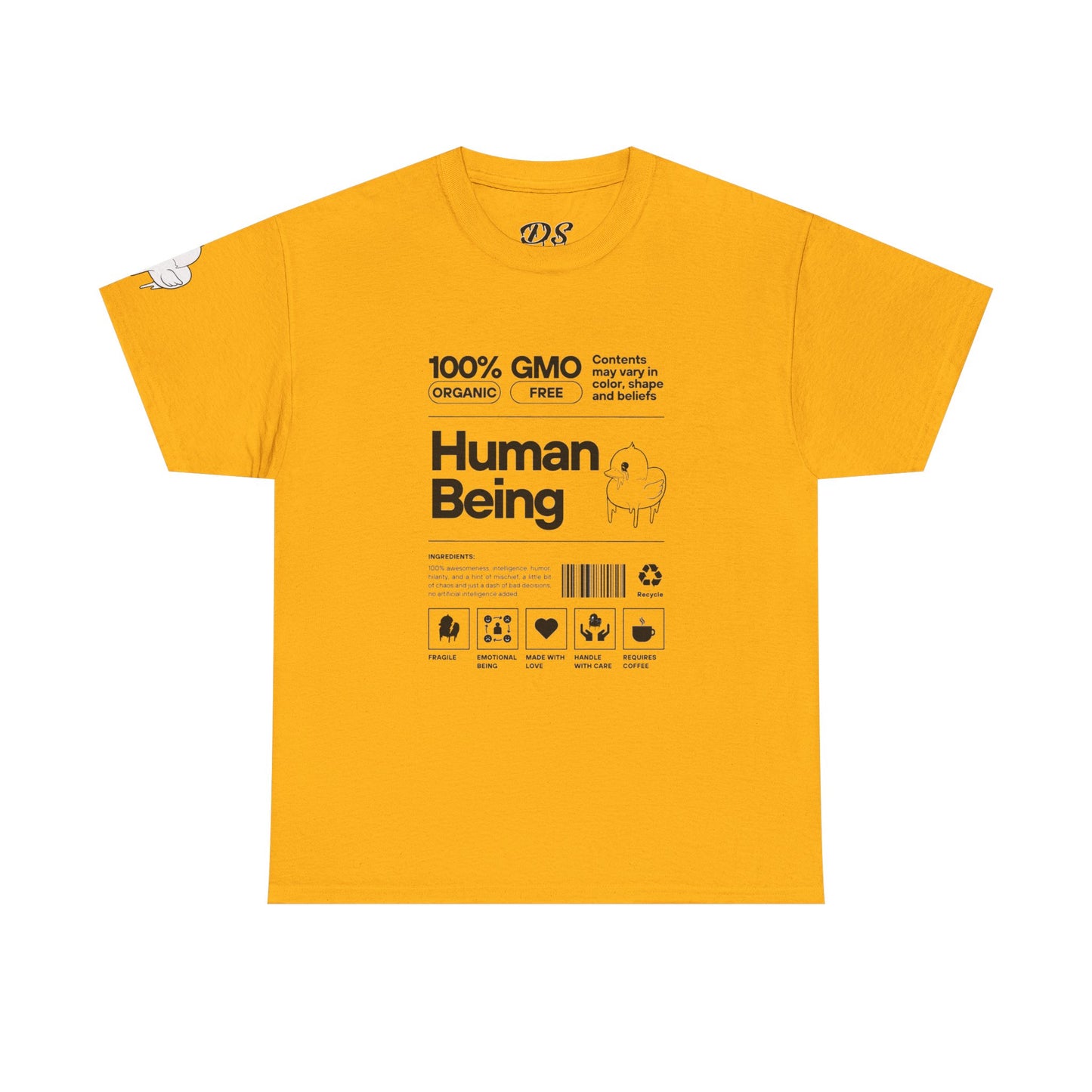Human Being Shipping Label 100% Cotton Tee x BLK