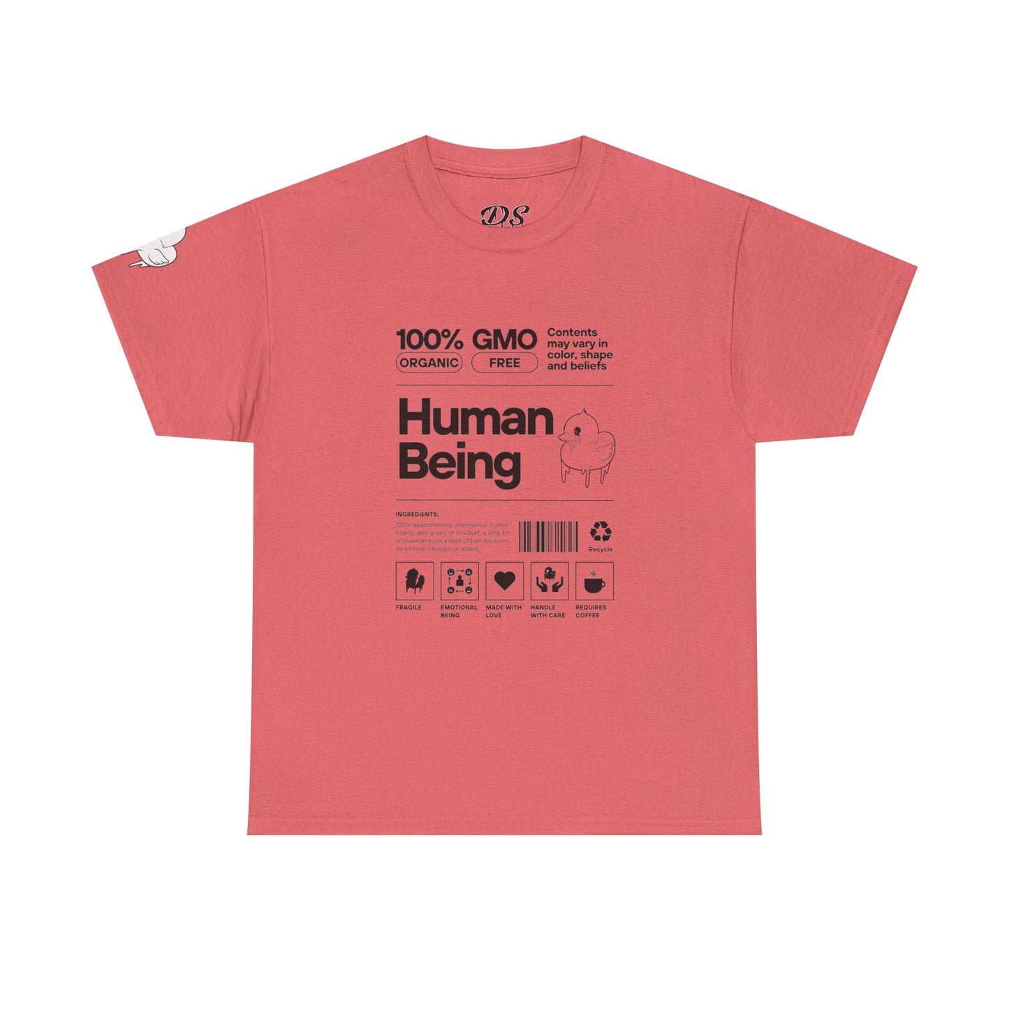 Human Being Shipping Label 100% Cotton Tee x BLK