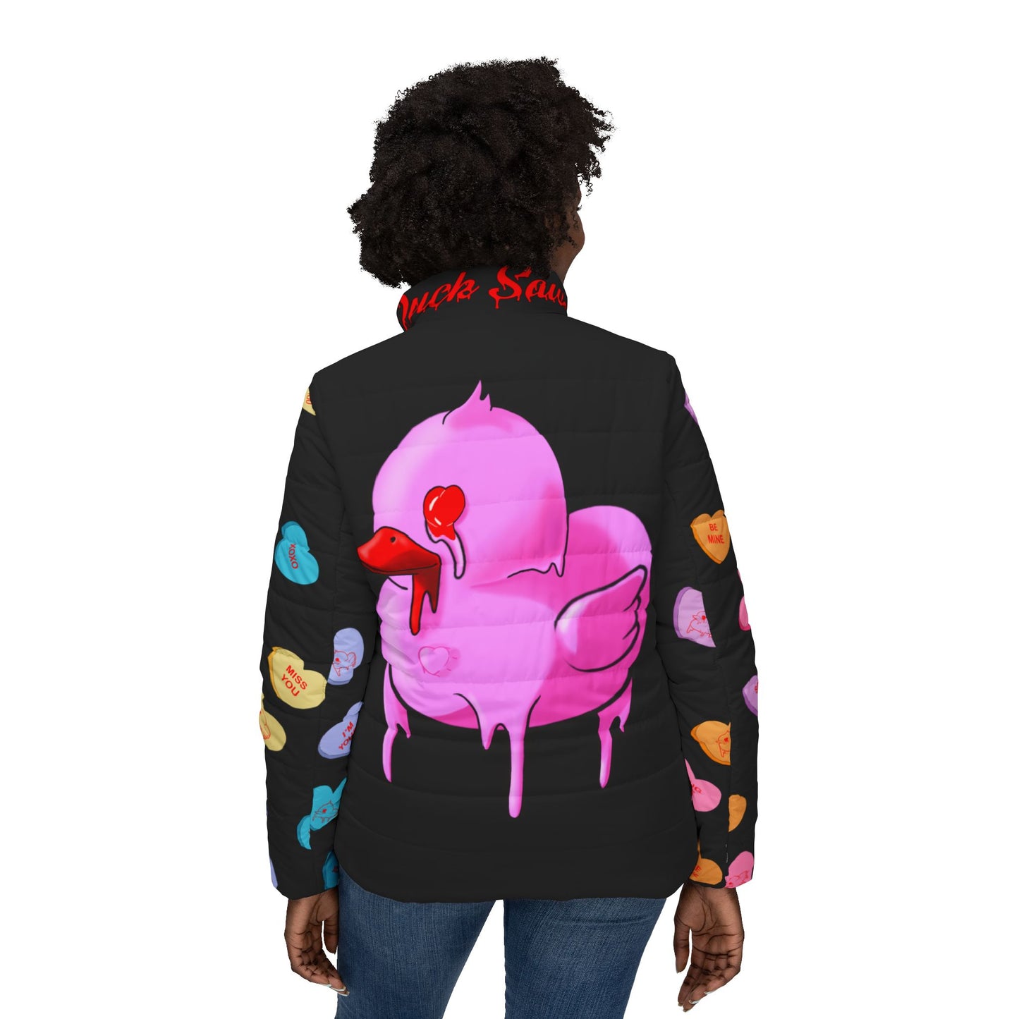 Valentine Pink Sawse Women’s Puffer Jacket (AOP)