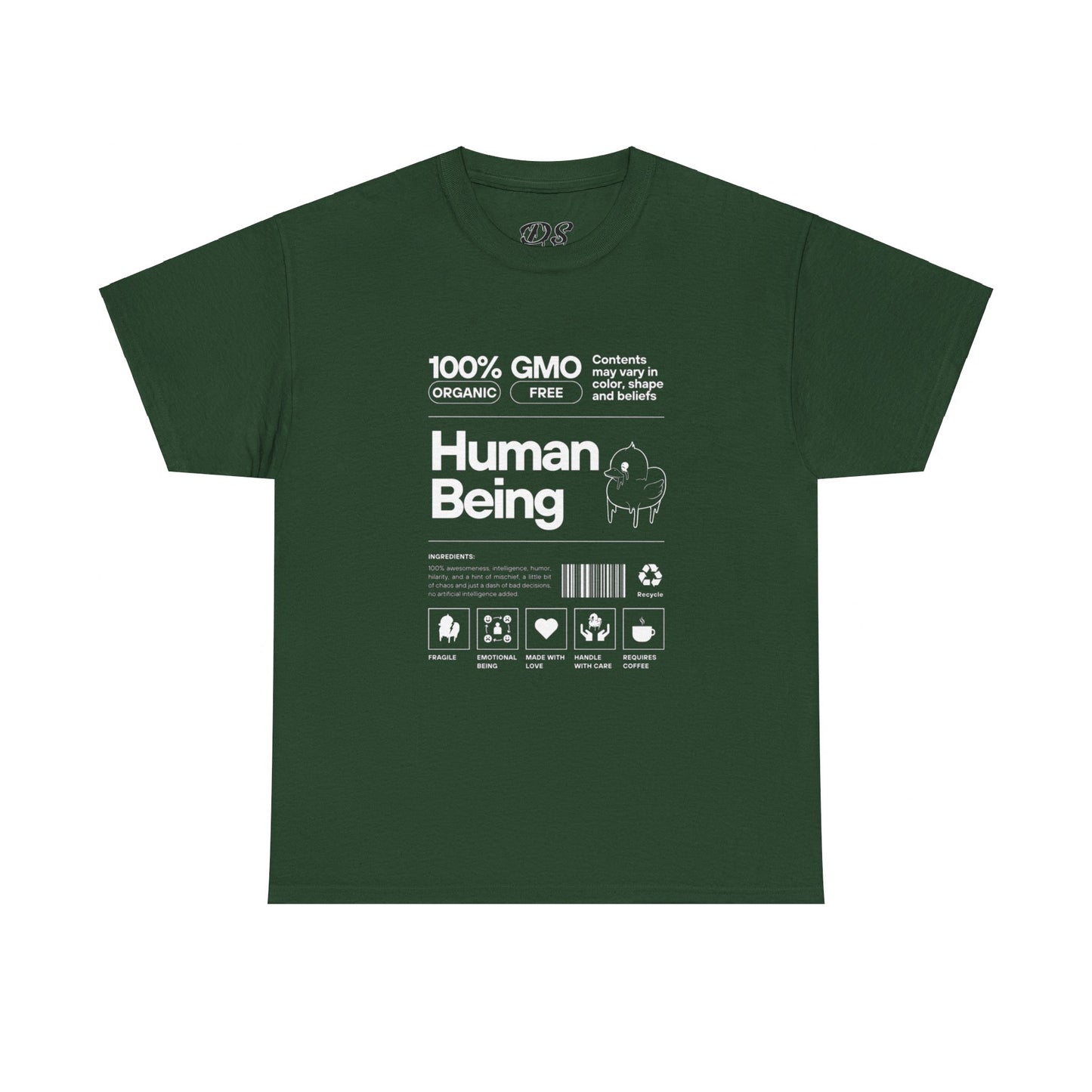 Human Being Shipping Label 100% Cotton Tee x WHT