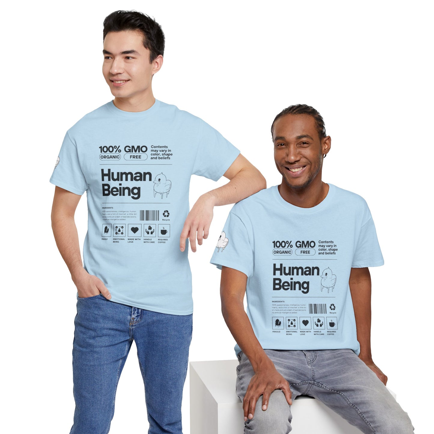 Human Being Shipping Label 100% Cotton Tee x BLK
